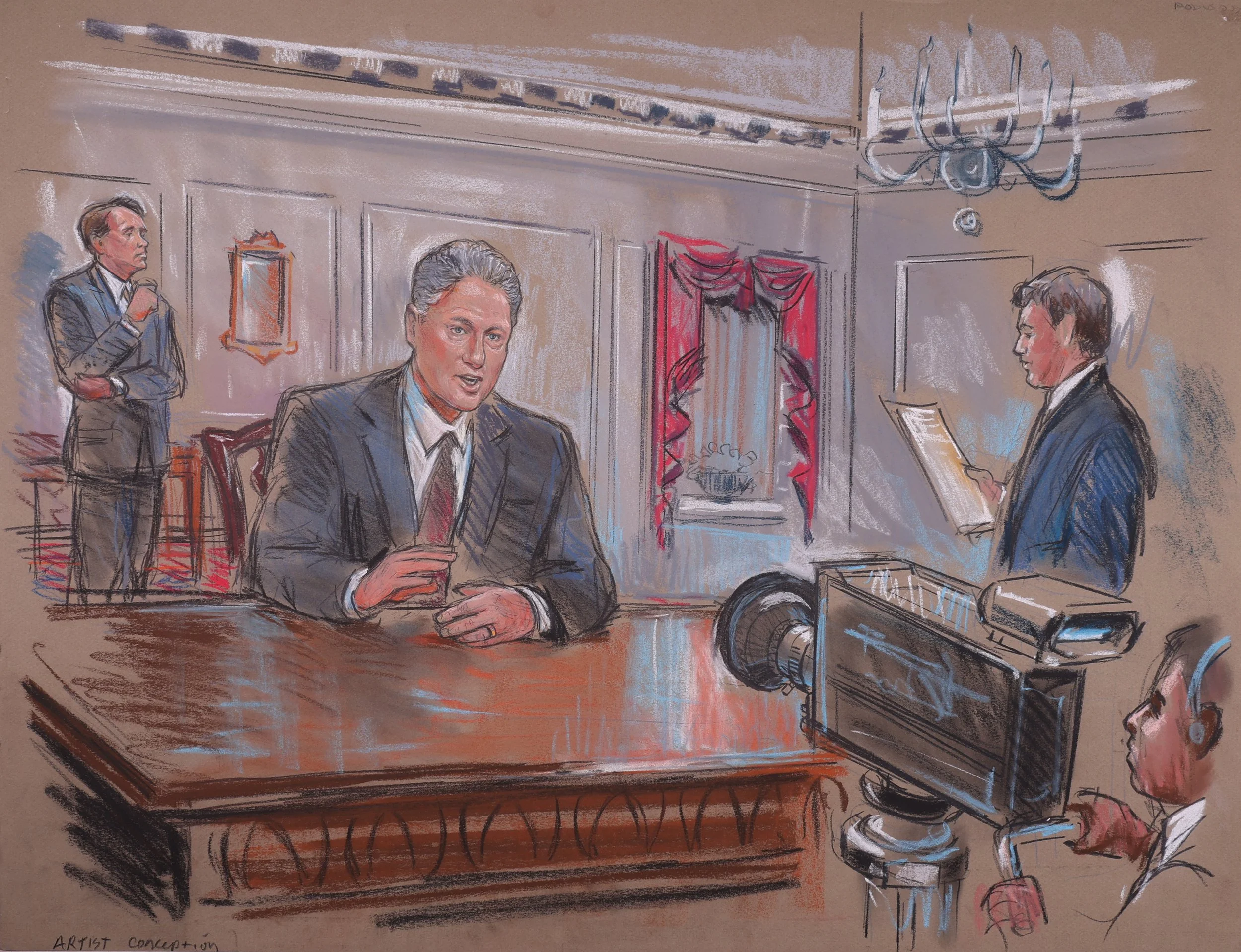 Clinton Starr Grand Jury Impeachment Hearing (1999). U.S Senate. Pastel on Paper, 20x26.