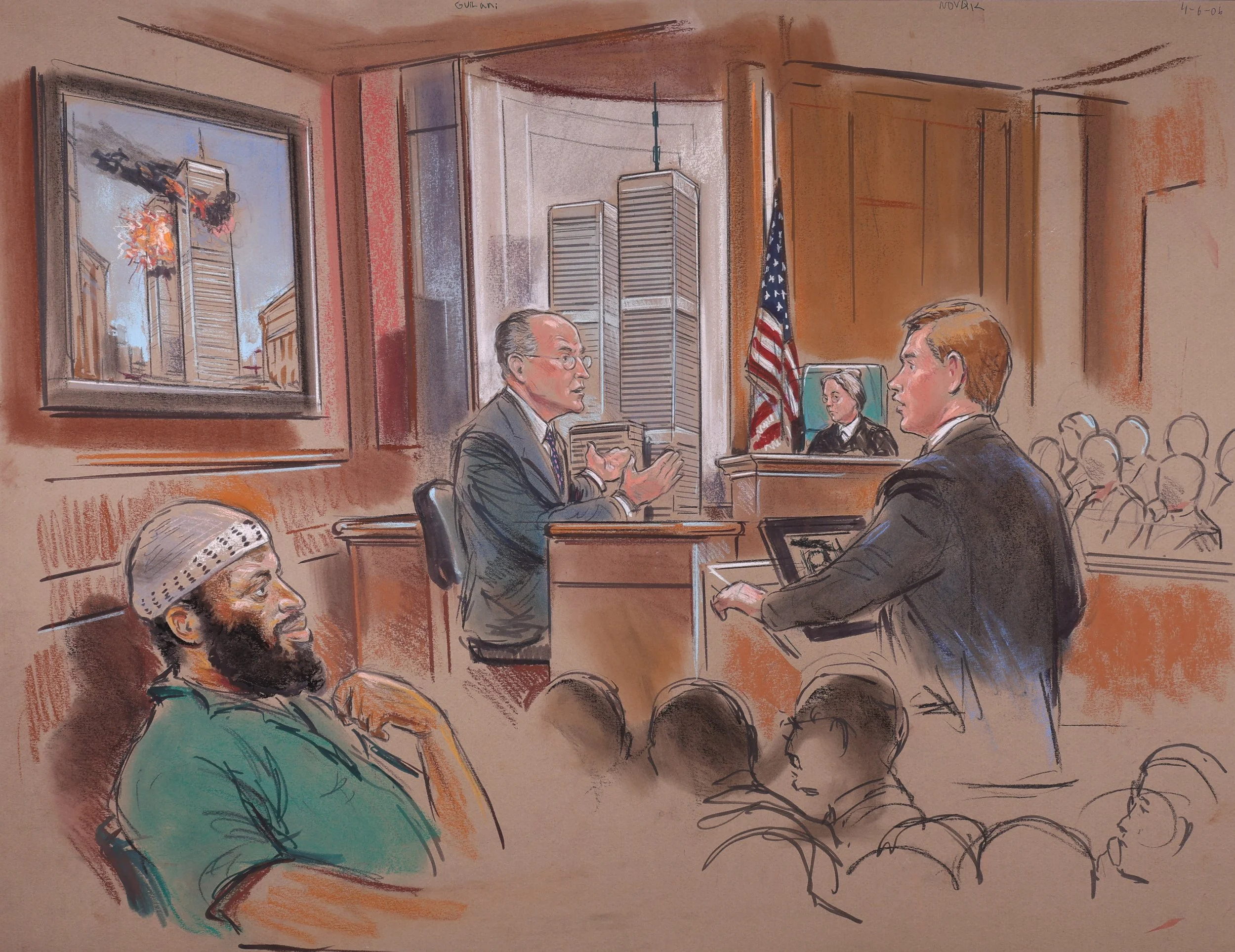 United States v. Zacarius Moussaoui (2006). United States District Court for the Eastern District of Virginia. Pastel on paper, 20x26. 