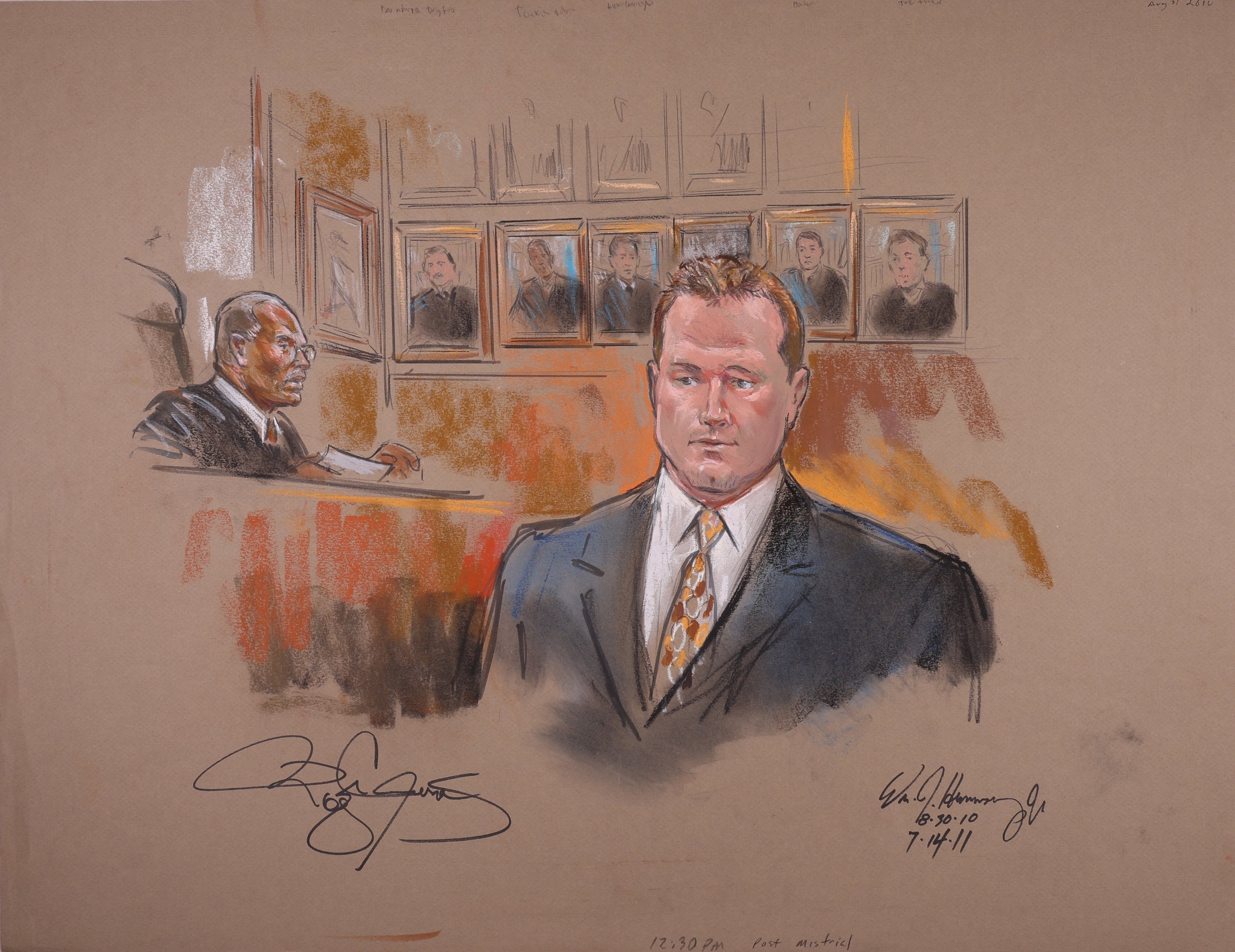 United States v. Roger Clemens (2011). United States District Court for the District of Columbia. Pastel on paper, 20x26. 