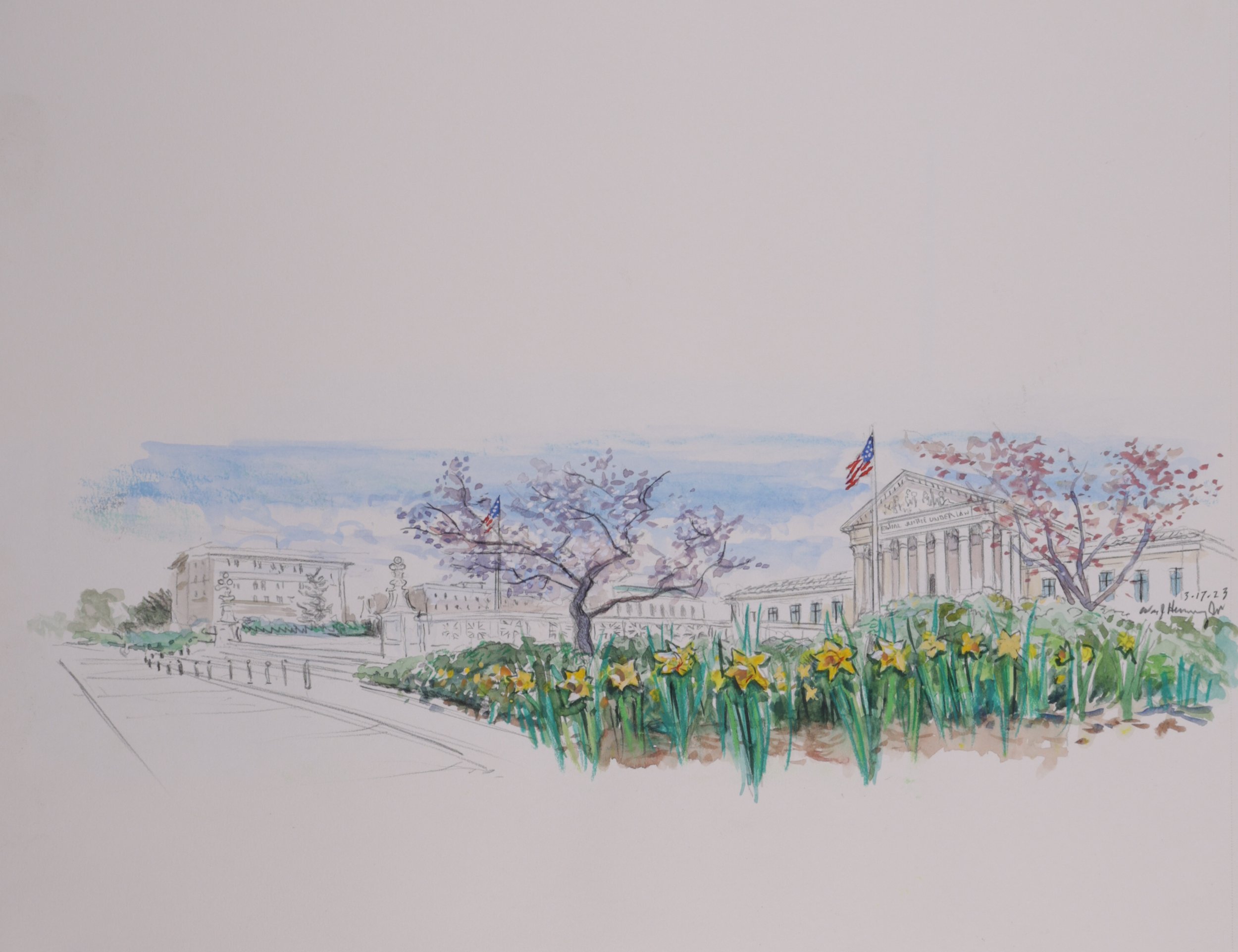 Springtime at the Supreme Court (2023). Pen on Paper, 11x14.