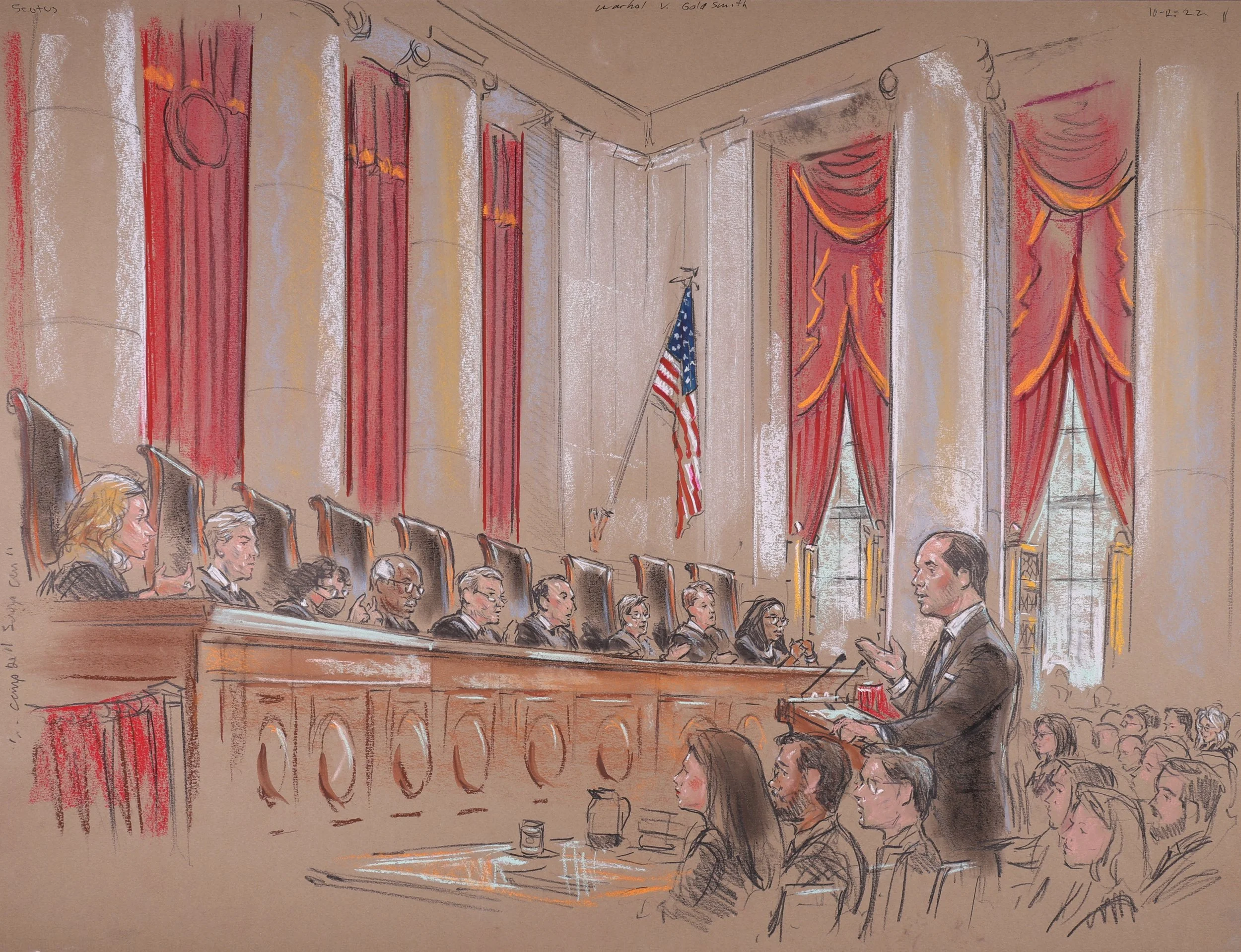 Andy Warhol Foundation for the Visual Arts v. Lynn Goldsmith (2022). Supreme Court of the United States. Pastel on paper, 20x26. 