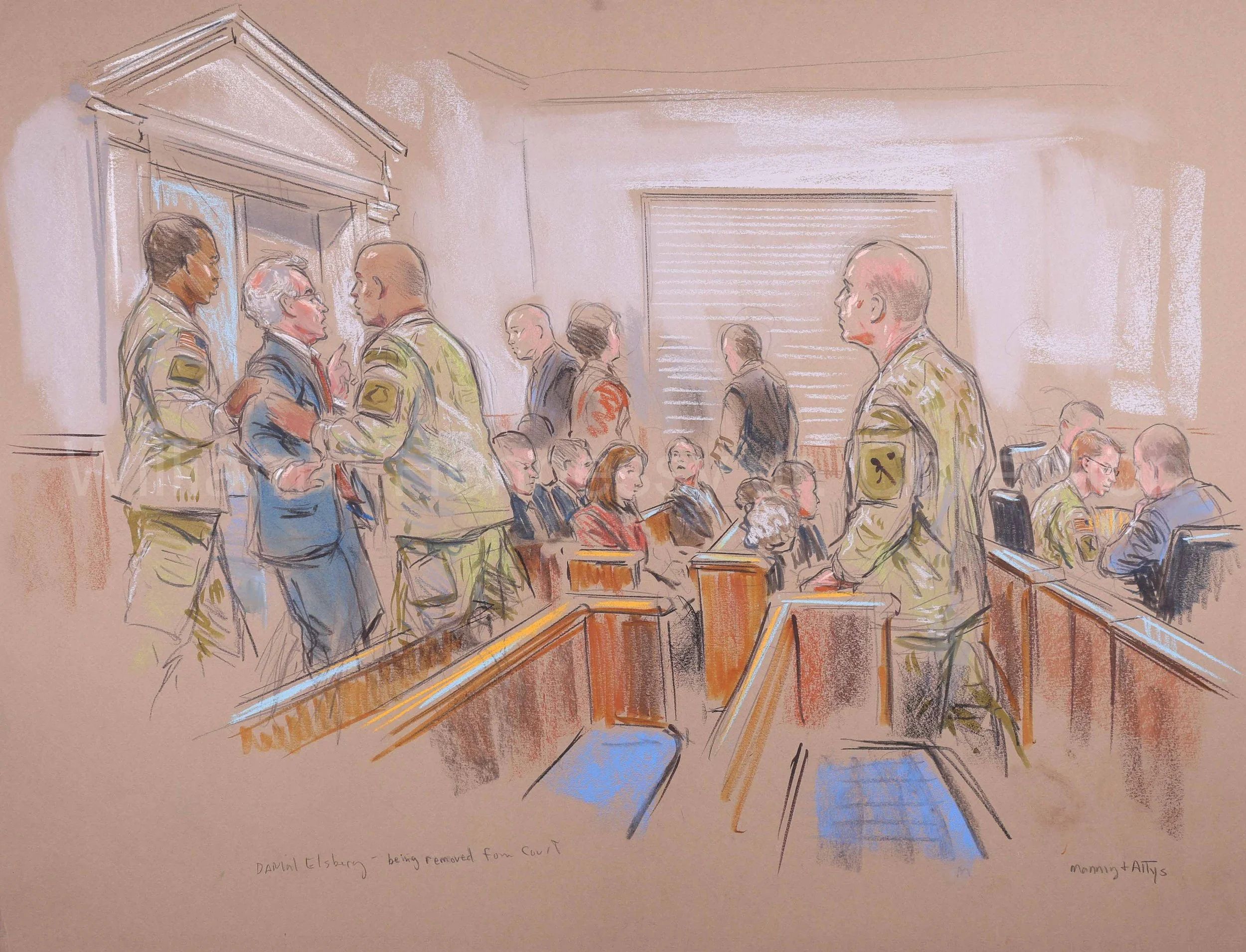 United States v. Bradley Manning (2012).U.S Army Office of Special Trial Counsel (OSTC) Field Office, Circuit 1. Pastel on paper, 20x26. 