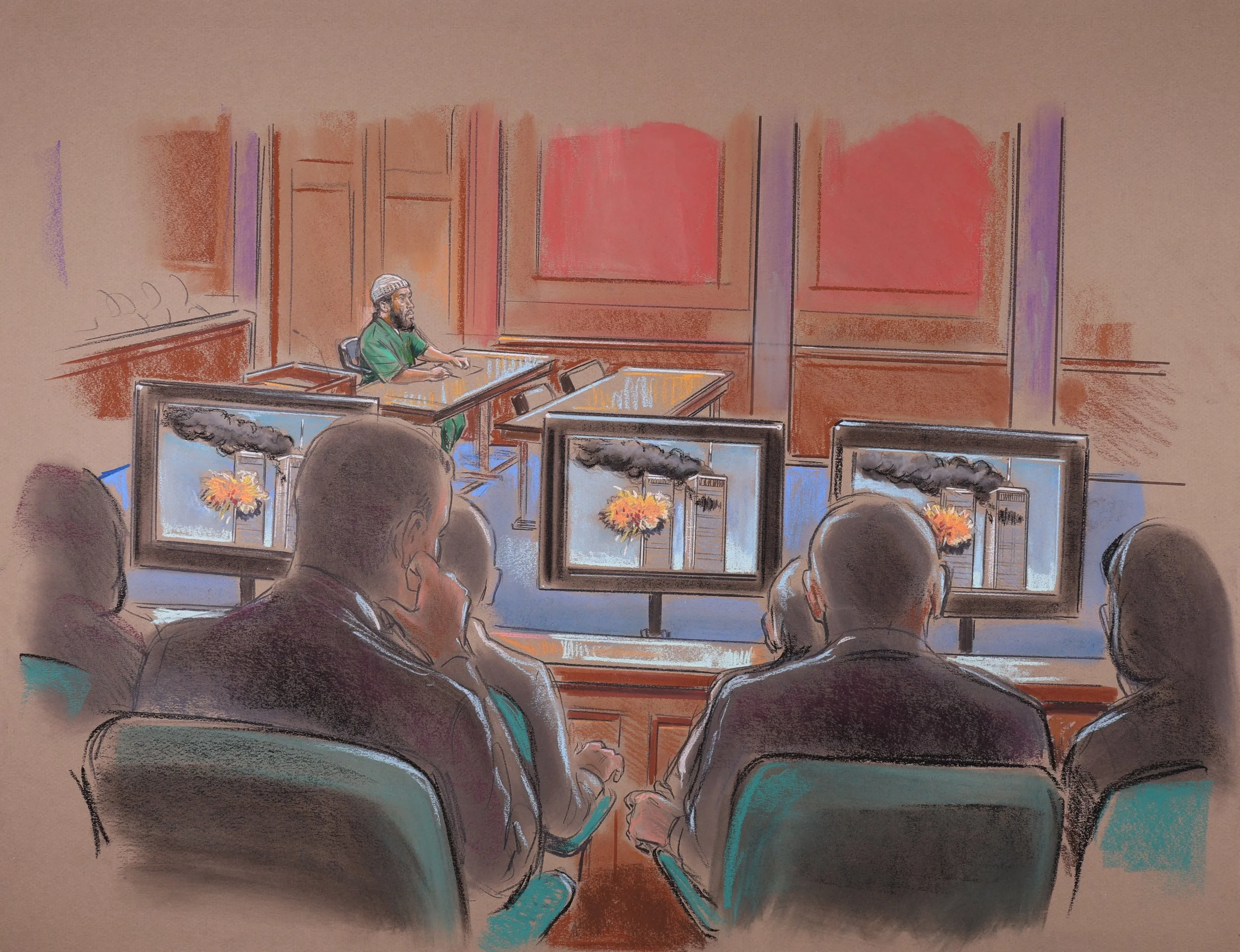United States v. Zacarius Moussaoui (2006). United States District Court for the Eastern District of Virginia. Pastel on paper, 20x26. 