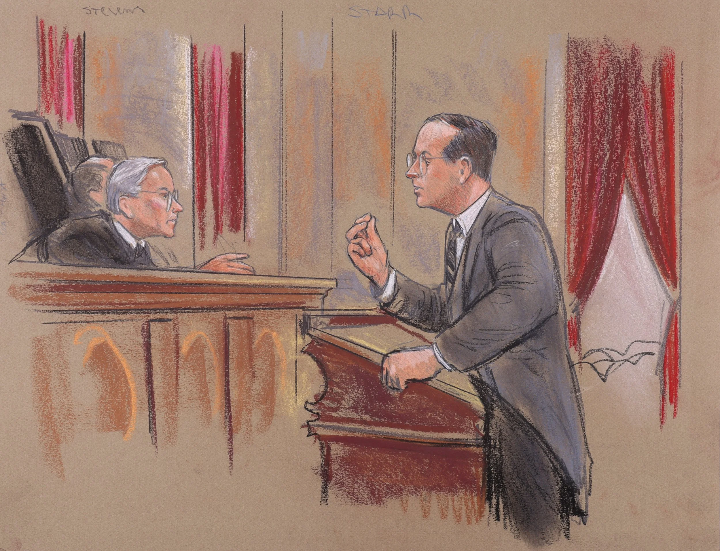 Planned Parenthood of Southeastern Pennsylvania v. Casey (1992). Supreme Court of the United States. Pastel on paper, 20x26. 