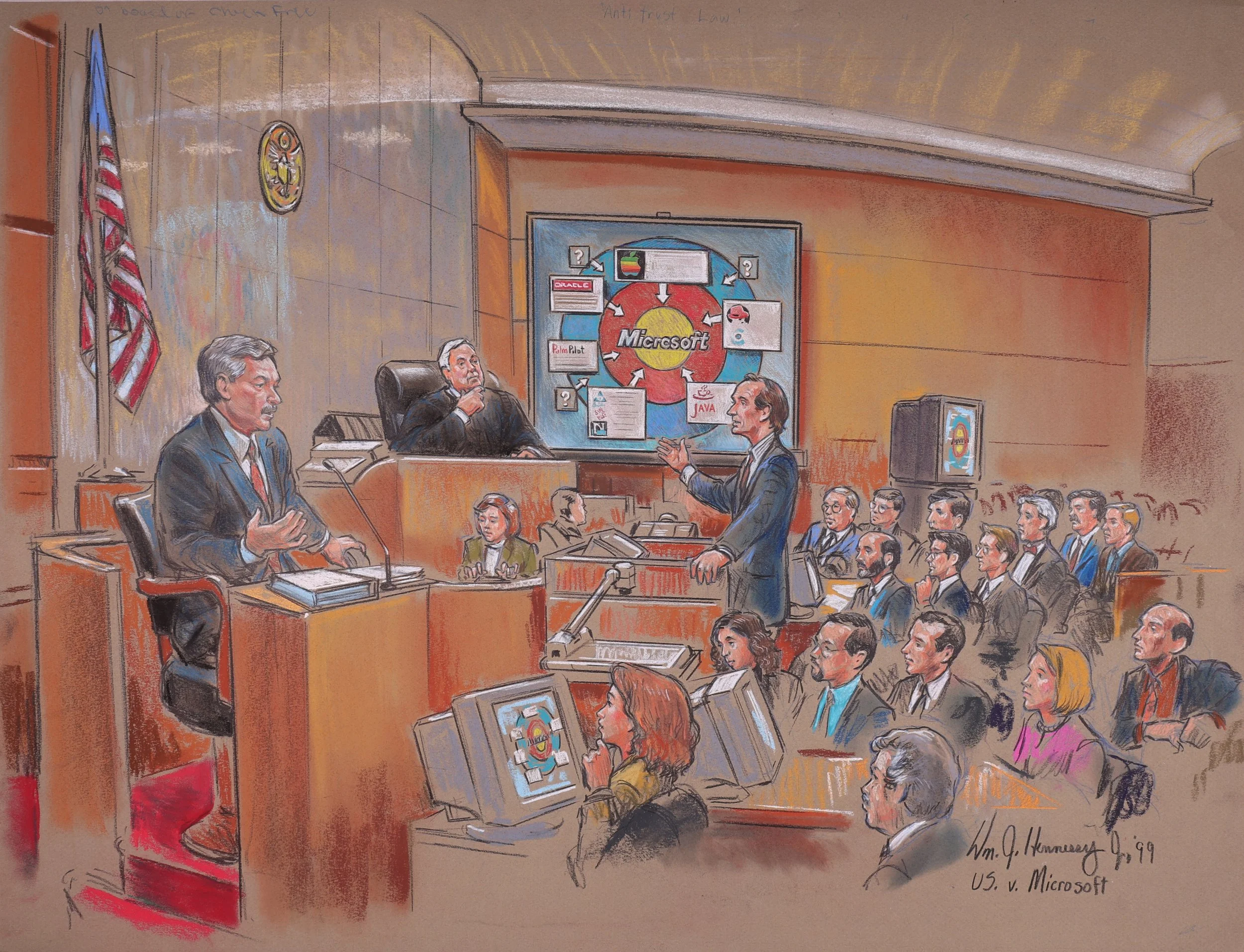 United States v. Microsoft (2000). United States District Court for the District of Columbia. Pastel on paper, 20x26. 
