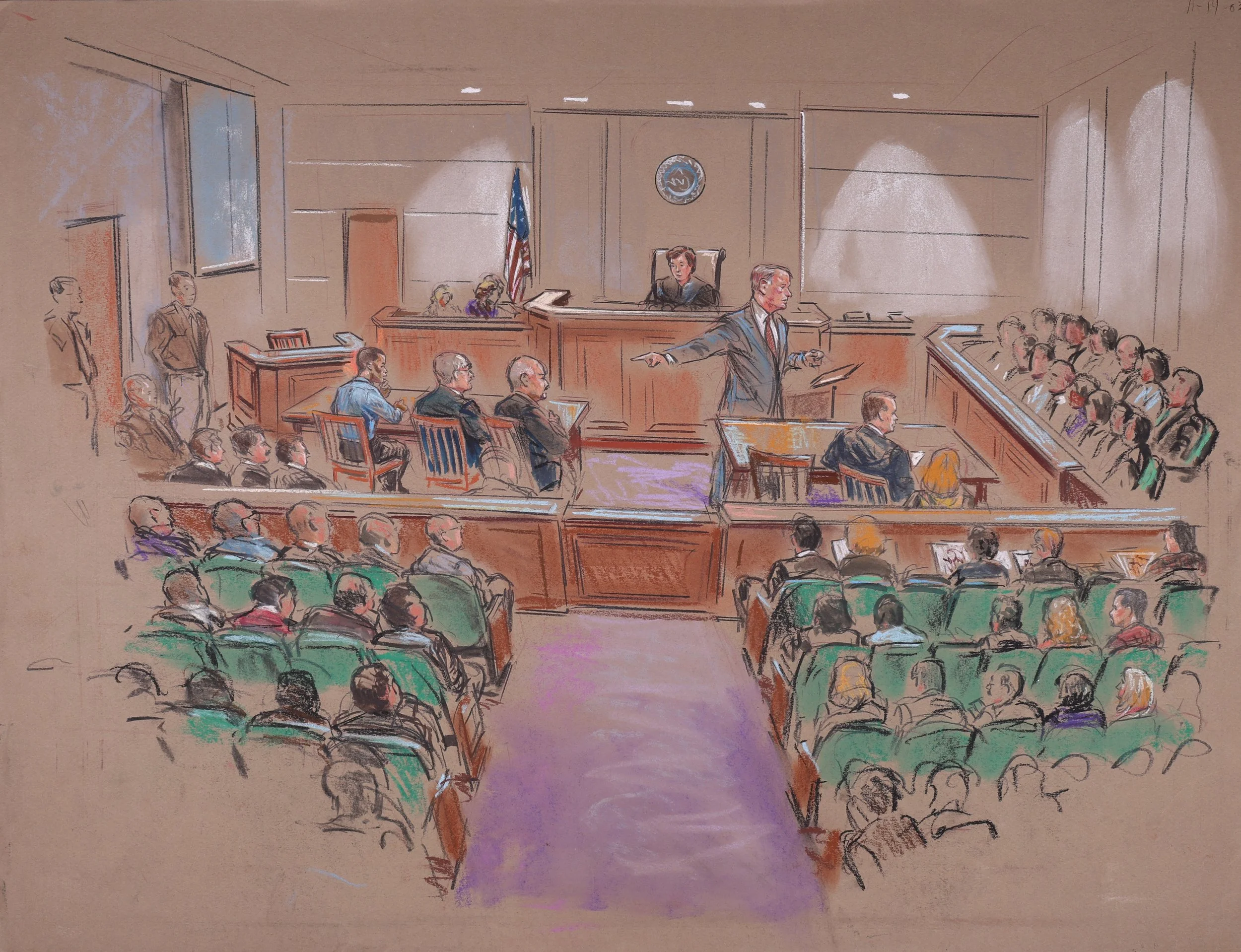 Commonwealth of Virginia v. Lee Boyd Malvo (2003). The Circuit Court for the City of Chesapeake. Pastel on paper, 20x26. 