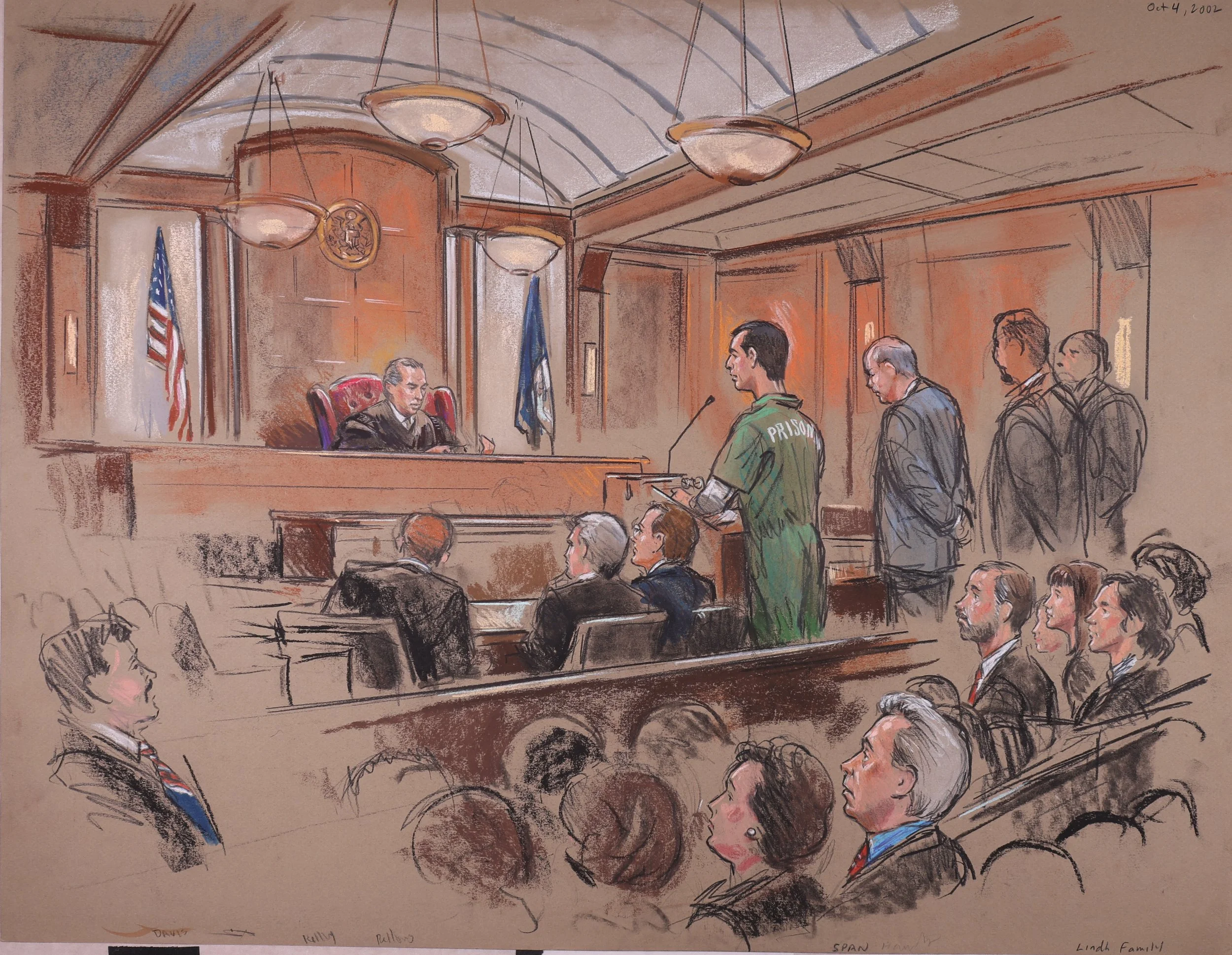 United States v. John Walker Lindh (2002). United States District Court for the Eastern District of Virginia. Pastel on paper, 20x26. 