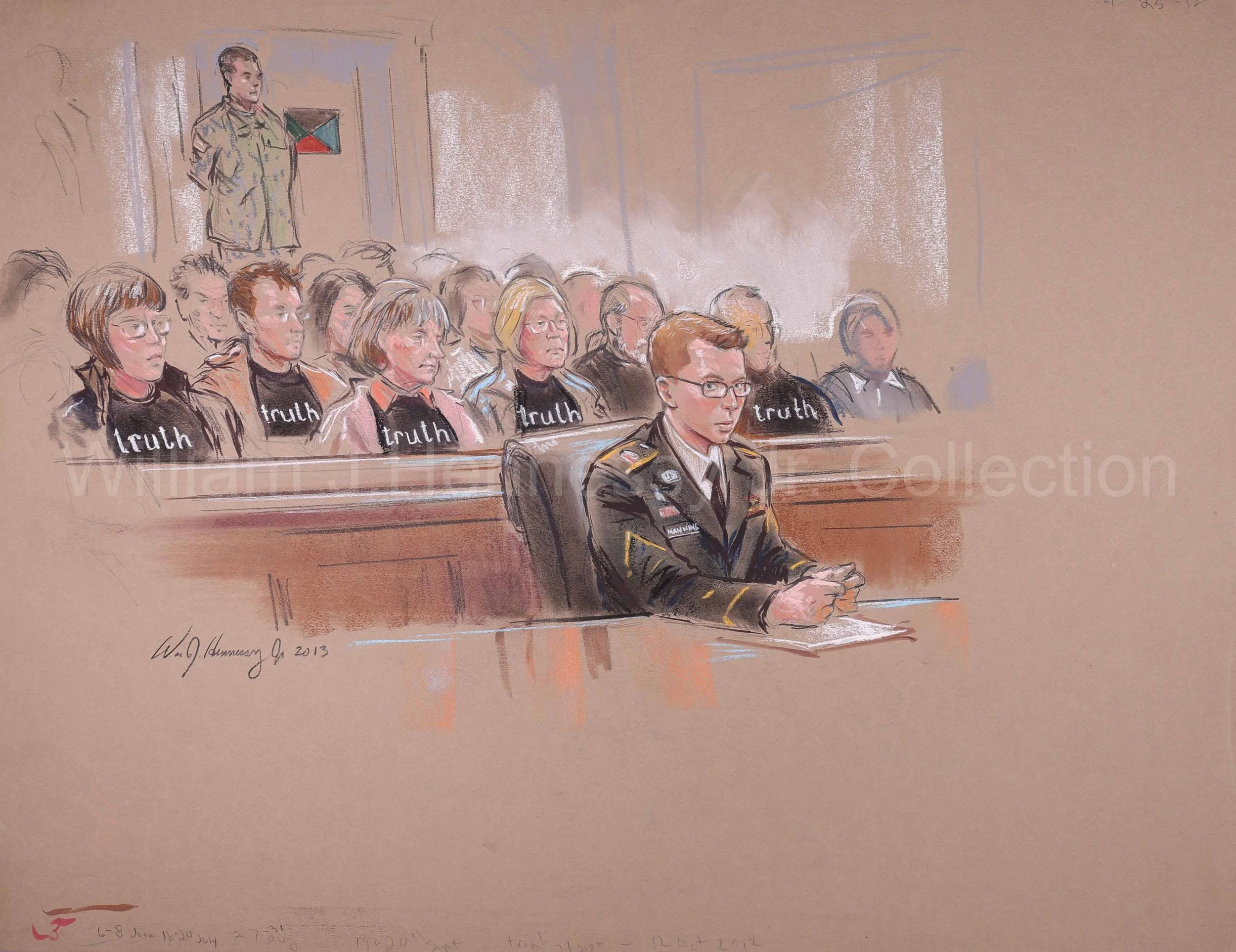 United States v. Bradley Manning (2012).U.S Army Office of Special Trial Counsel (OSTC) Field Office, Circuit 1. Pastel on paper, 20x26. 