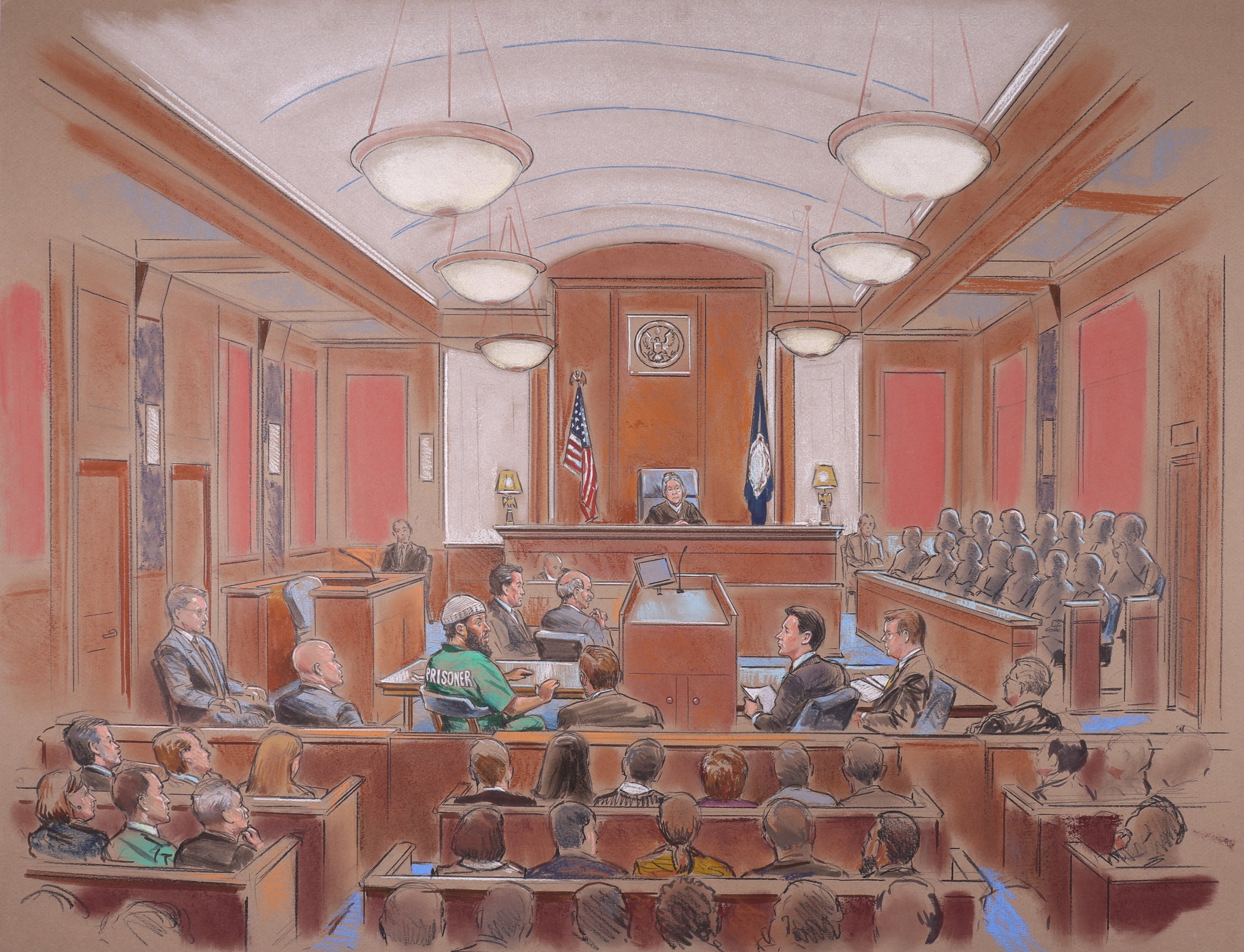 United States v. Zacarius Moussaoui (2006). United States District Court for the Eastern District of Virginia. Pastel on paper, 20x26. 