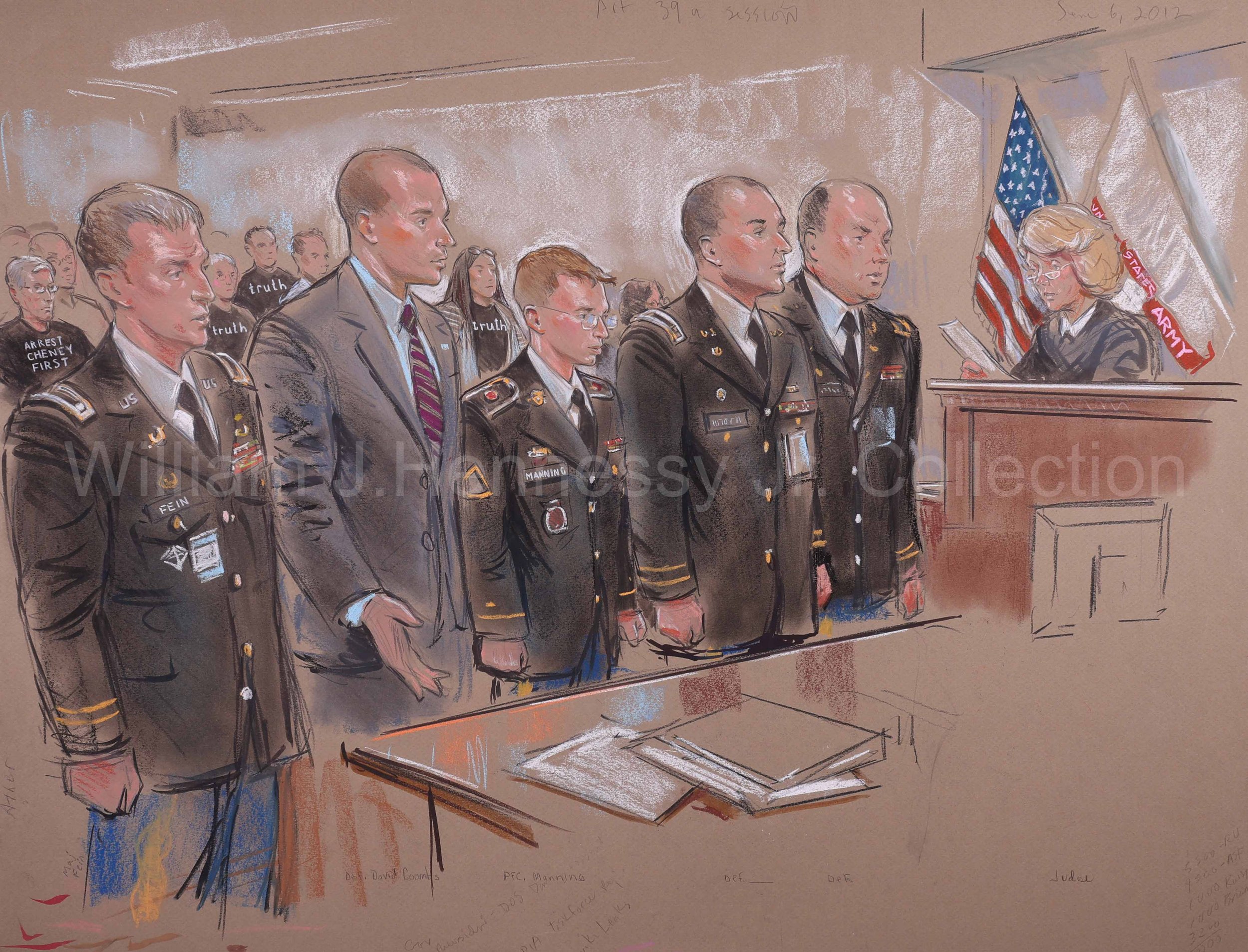 United States v. Bradley Manning (2012).U.S Army Office of Special Trial Counsel (OSTC) Field Office, Circuit 1. Pastel on paper, 20x26. 