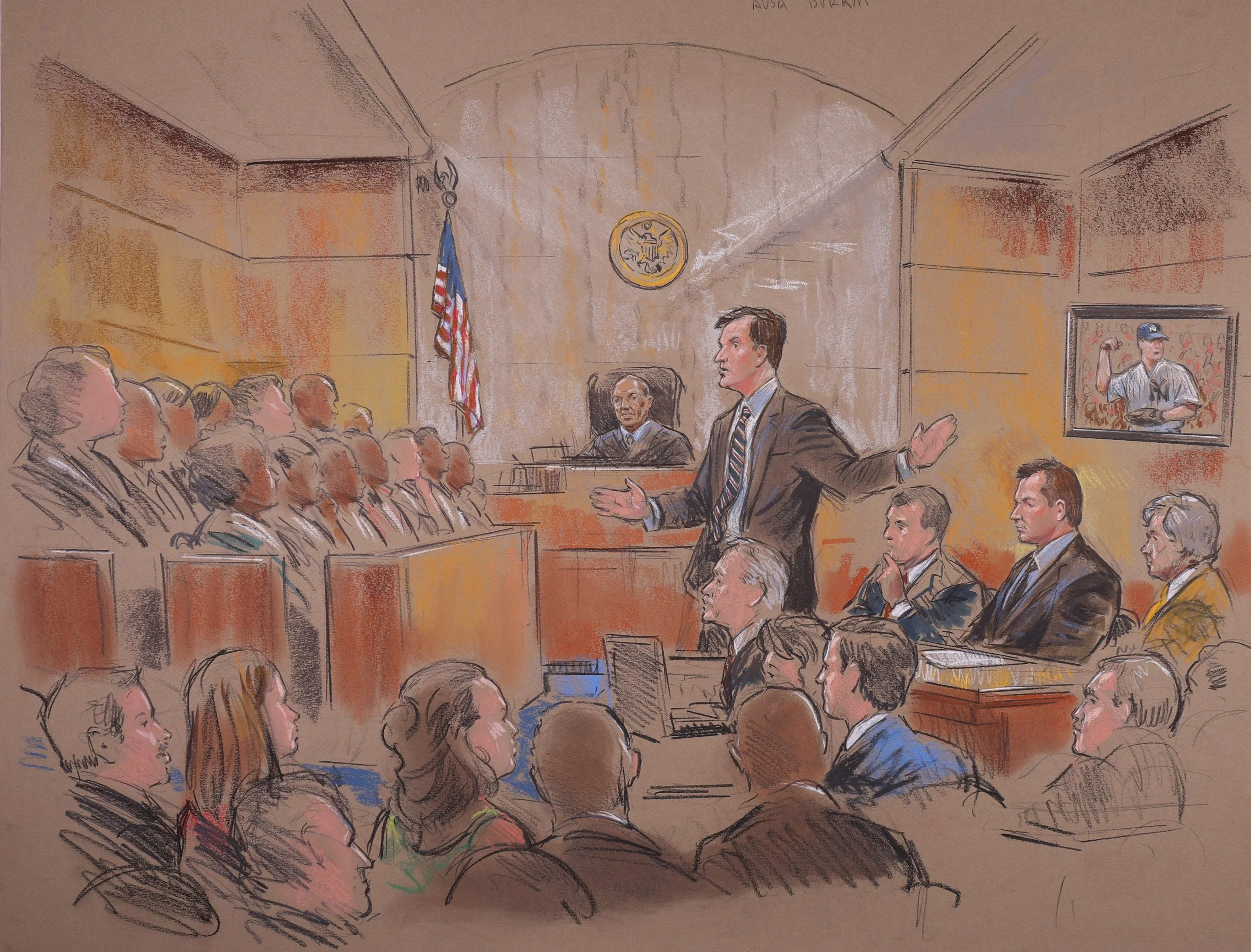 United States v. Roger Clemens (2011). United States District Court for the District of Columbia. Pastel on paper, 20x26. 