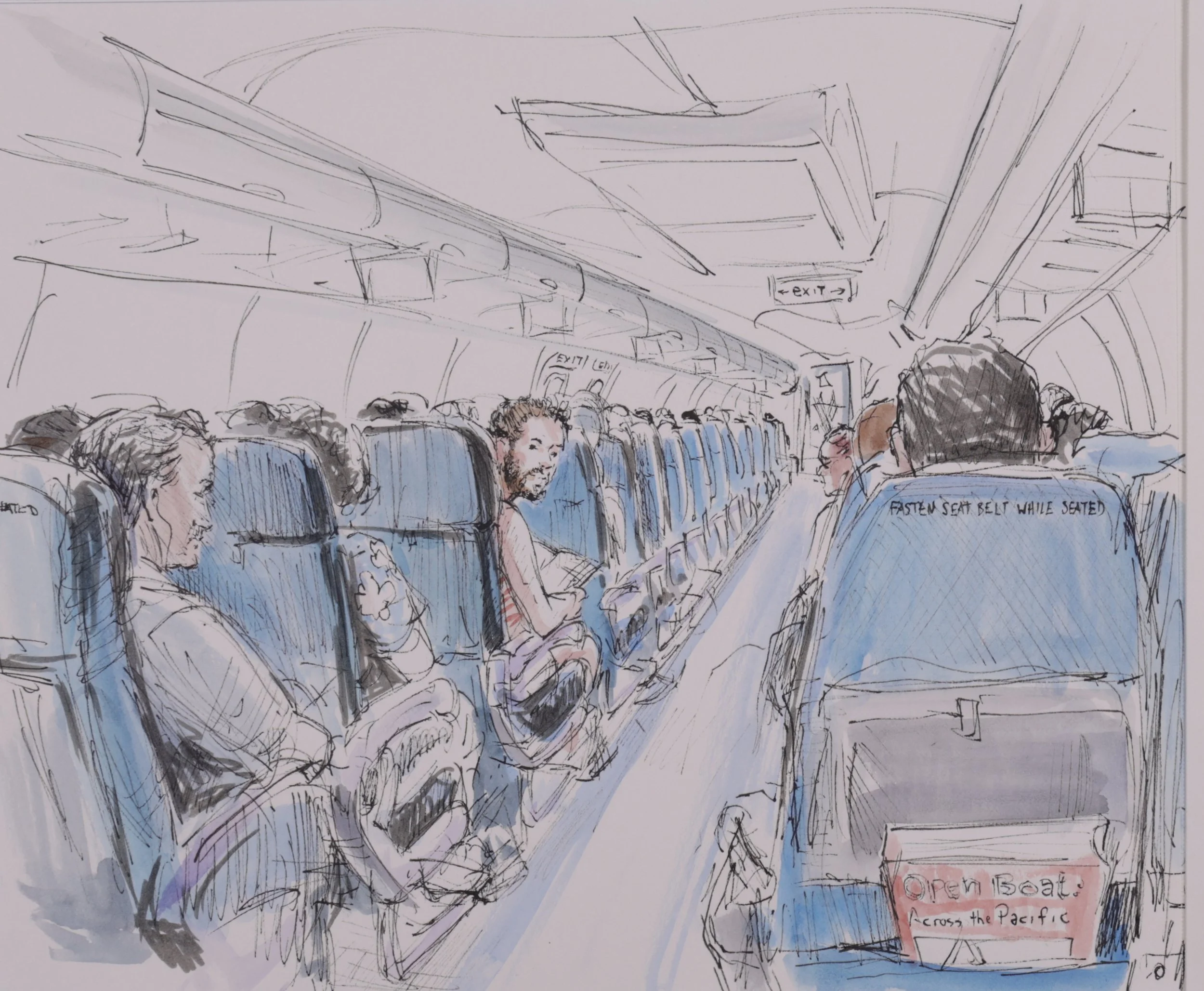  Plane Cabin (date unknown). Pen and Watercolor on Paper, 8x10.