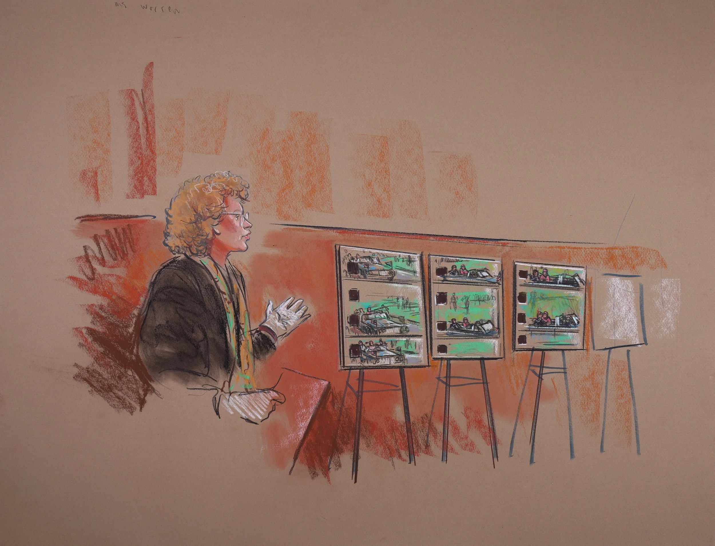 United States v. Abraham Zapruder (1999). United States Appeal Court for the District of Columbia. Pastel on paper, 20x26. 