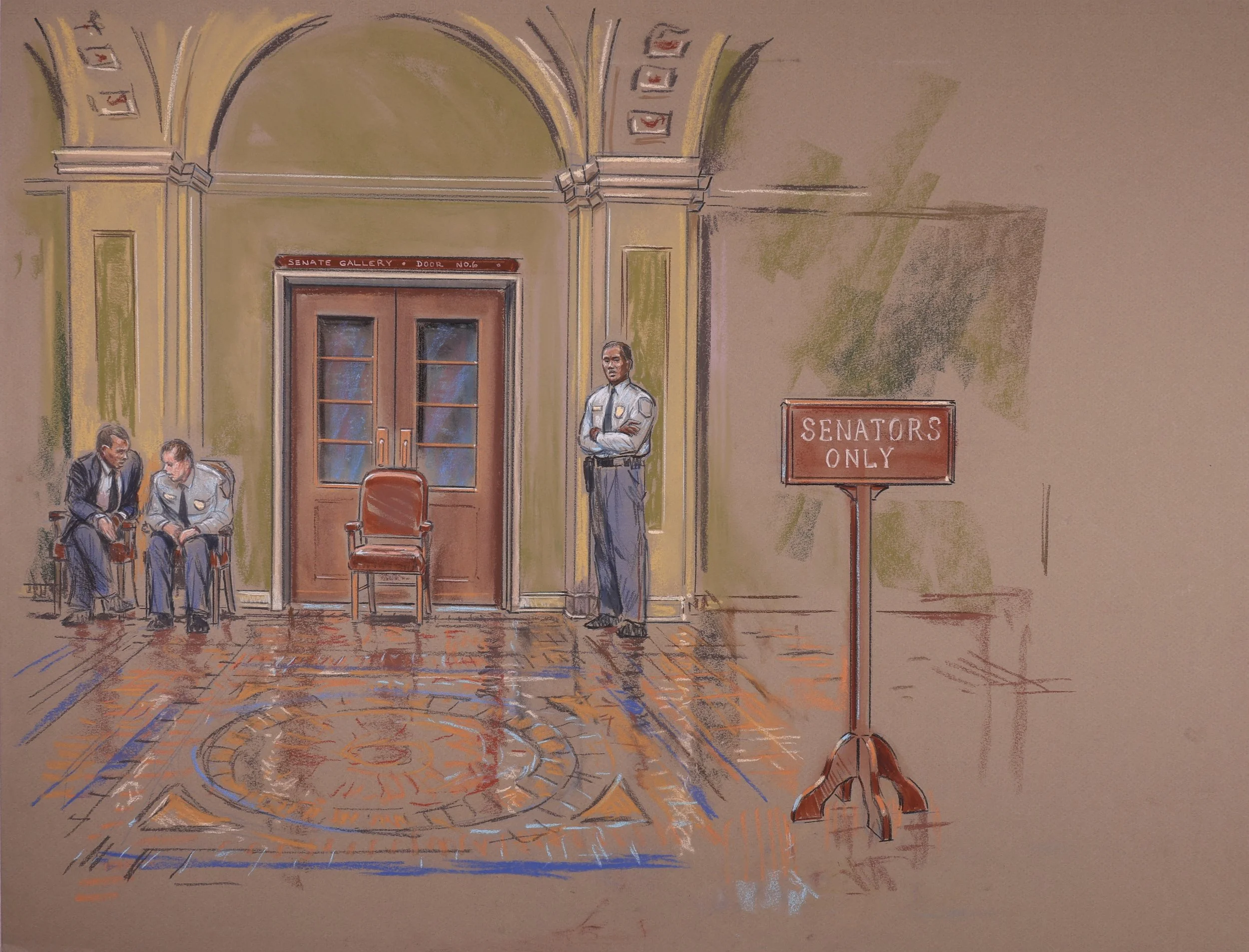 Impeachment of William Jefferson Clinton (1999). U.S Senate. Pastel on Paper, 20x26.