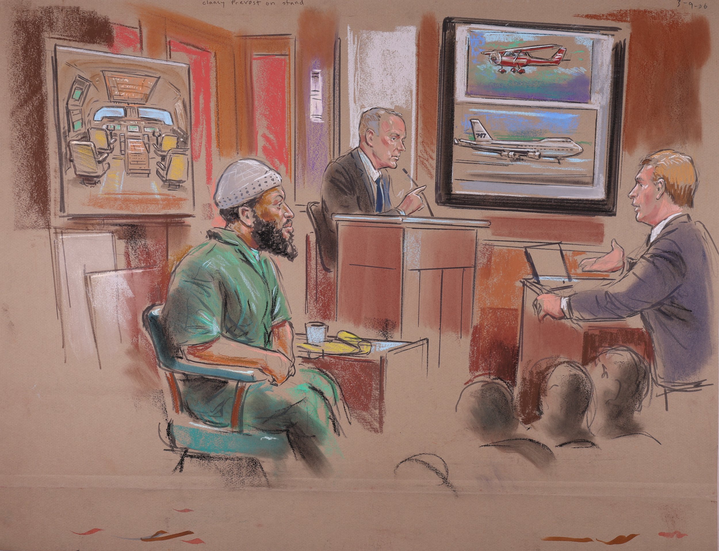 United States v. Zacarius Moussaoui (2006). United States District Court for the Eastern District of Virginia. Pastel on paper, 20x26. 