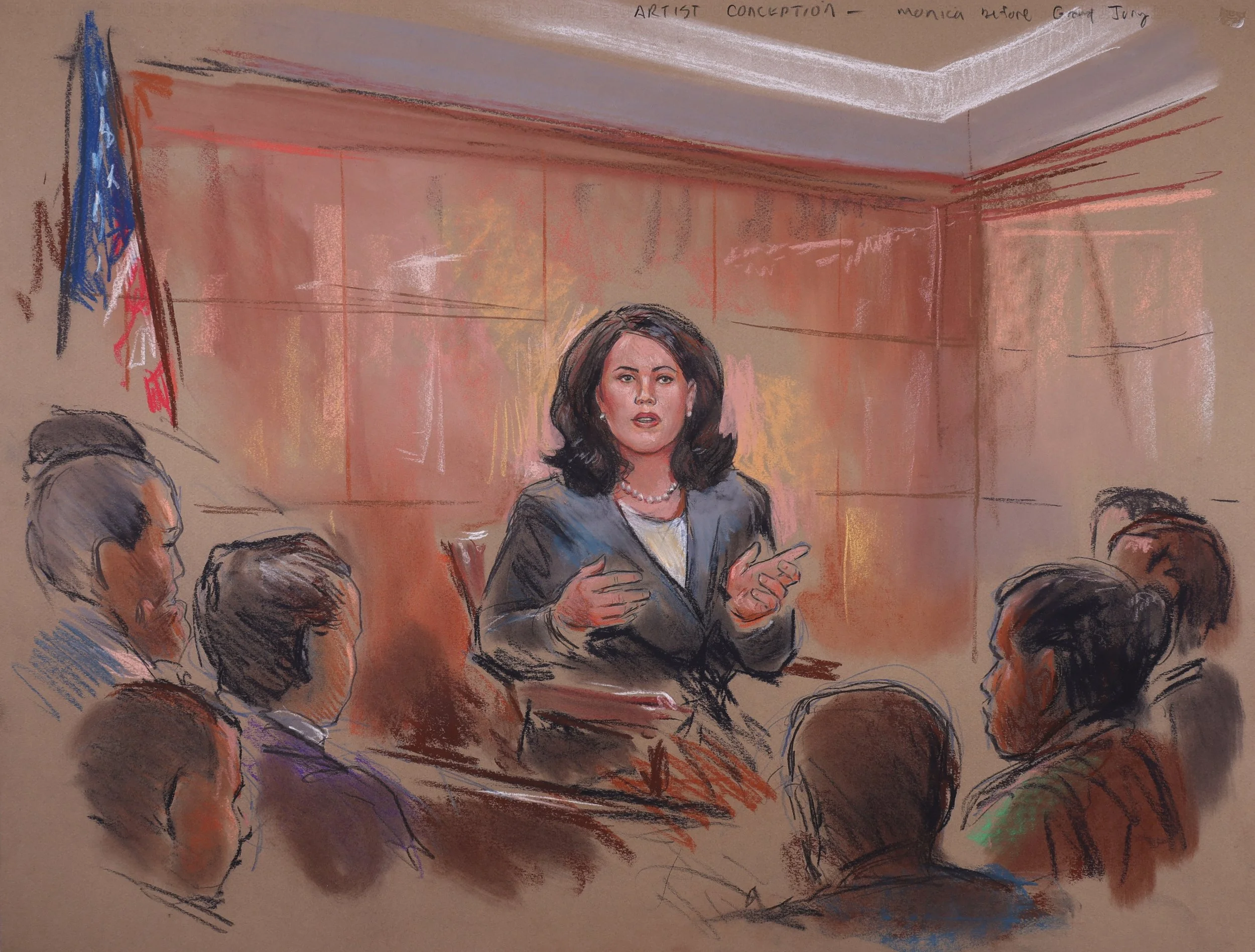 Clinton Starr Grand Jury Impeachment Hearing (1999). U.S Senate. Pastel on Paper, 20x26.