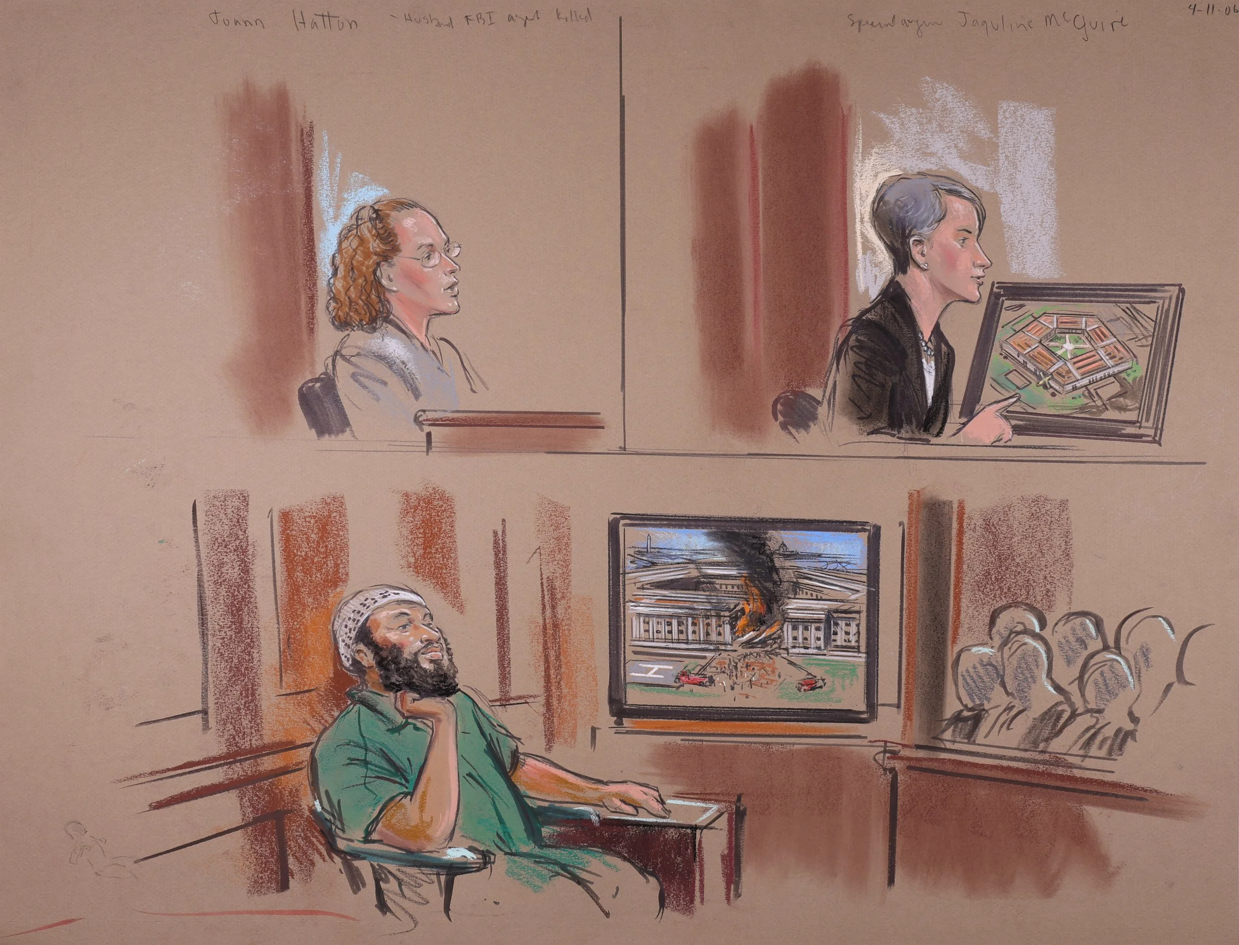 United States v. Zacarius Moussaoui (2006). United States District Court for the Eastern District of Virginia. Pastel on paper, 20x26. 