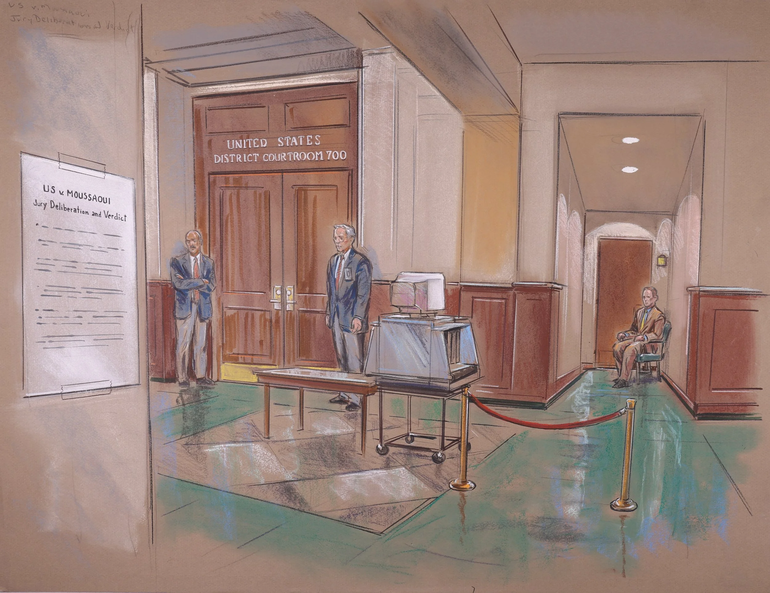 United States v. Zacarius Moussaoui (2006). United States District Court for the Eastern District of Virginia. Pastel on paper, 20x26. 