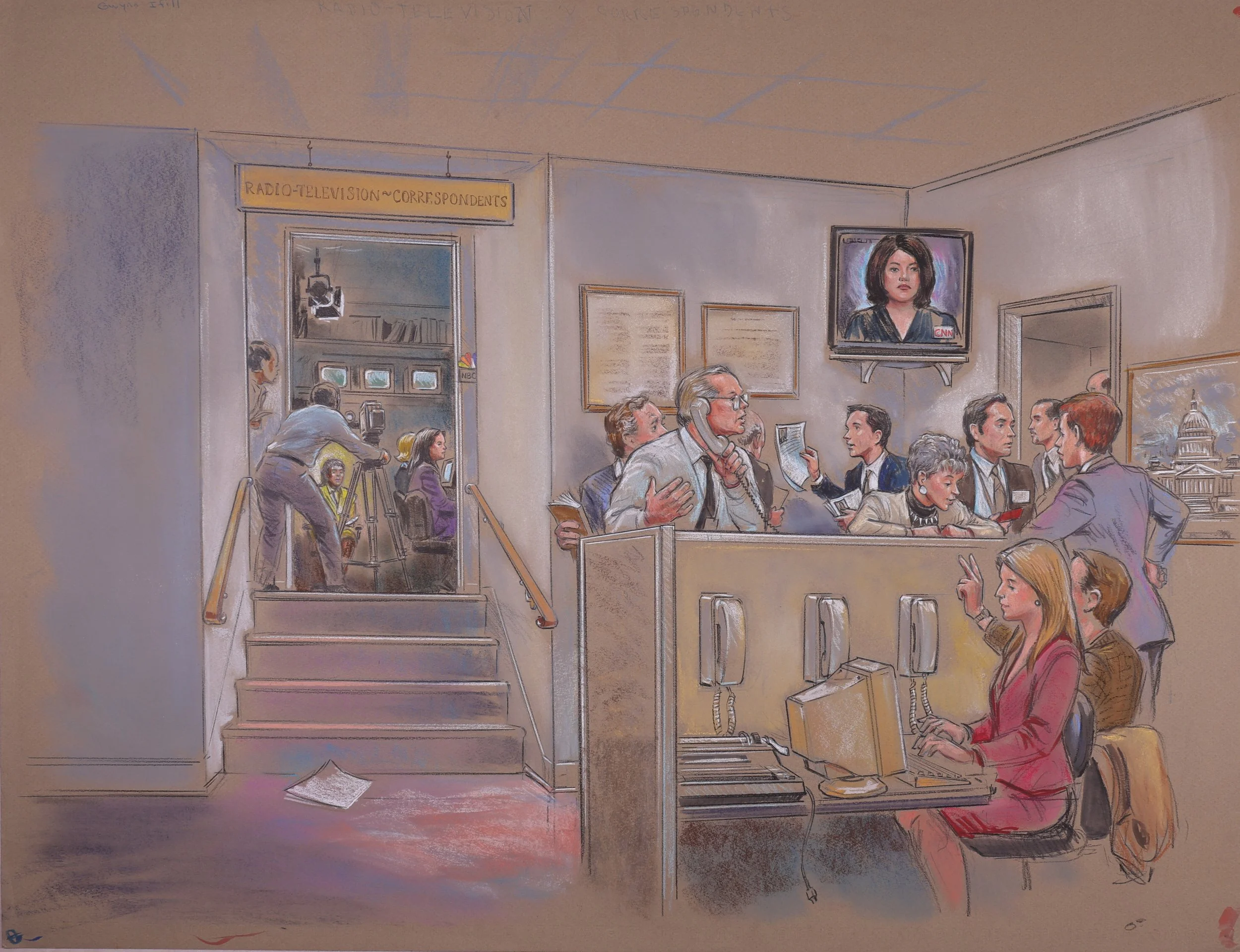 Clinton Starr Grand Jury Impeachment Hearing (1999). U.S Senate. Pastel on Paper, 20x26.