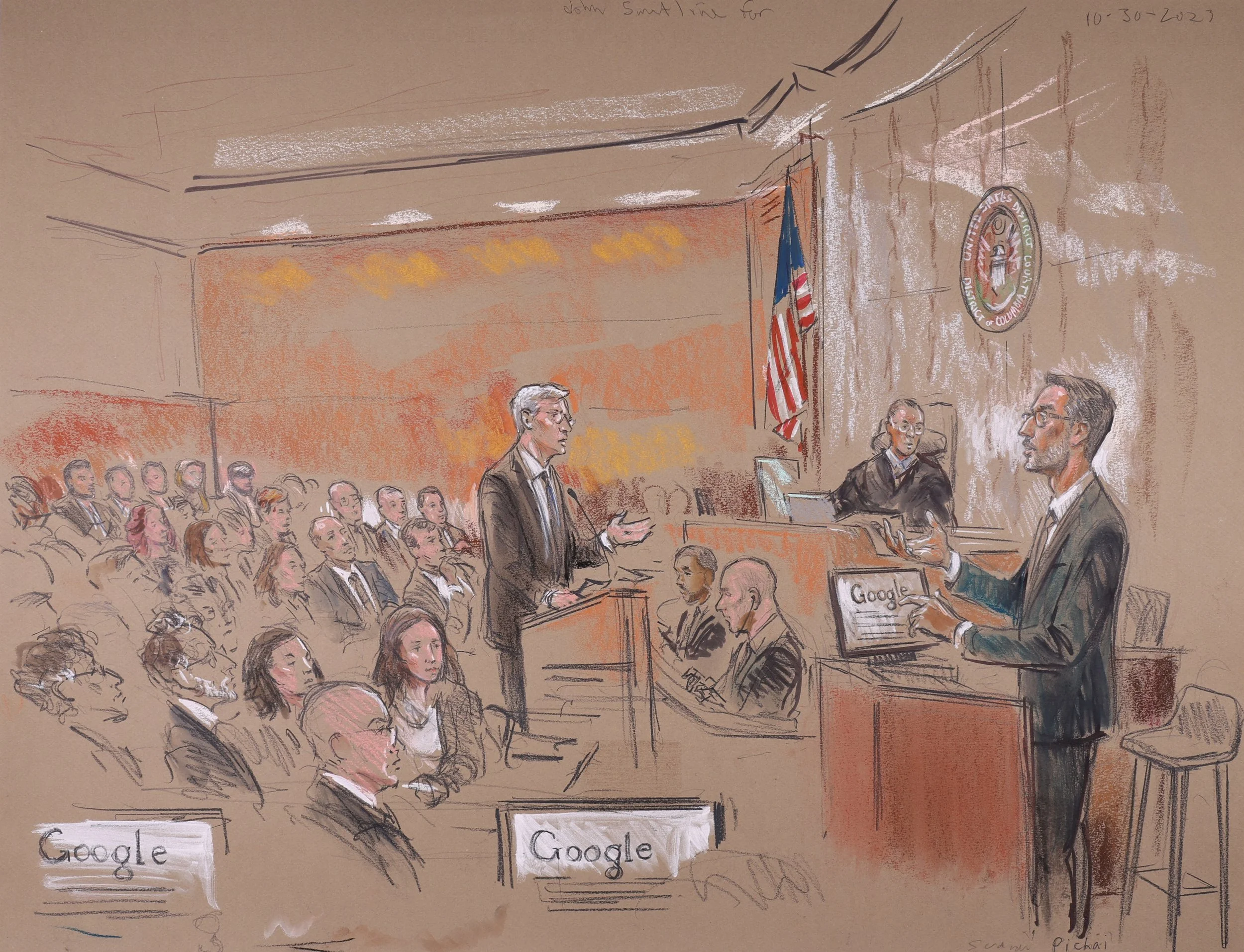 United States v. Google LLC (2024). United States District Court for the Eastern District of Virginia. Pastel on paper, 20x26. 