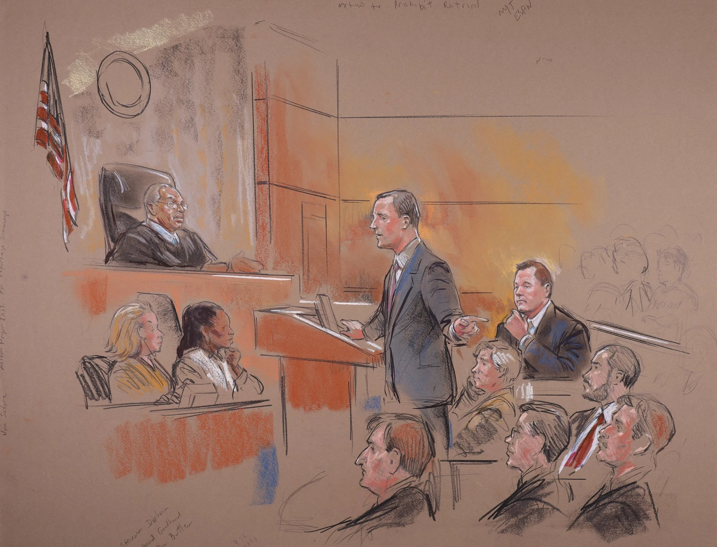 United States v. Roger Clemens (2011). United States District Court for the District of Columbia. Pastel on paper, 20x26. 
