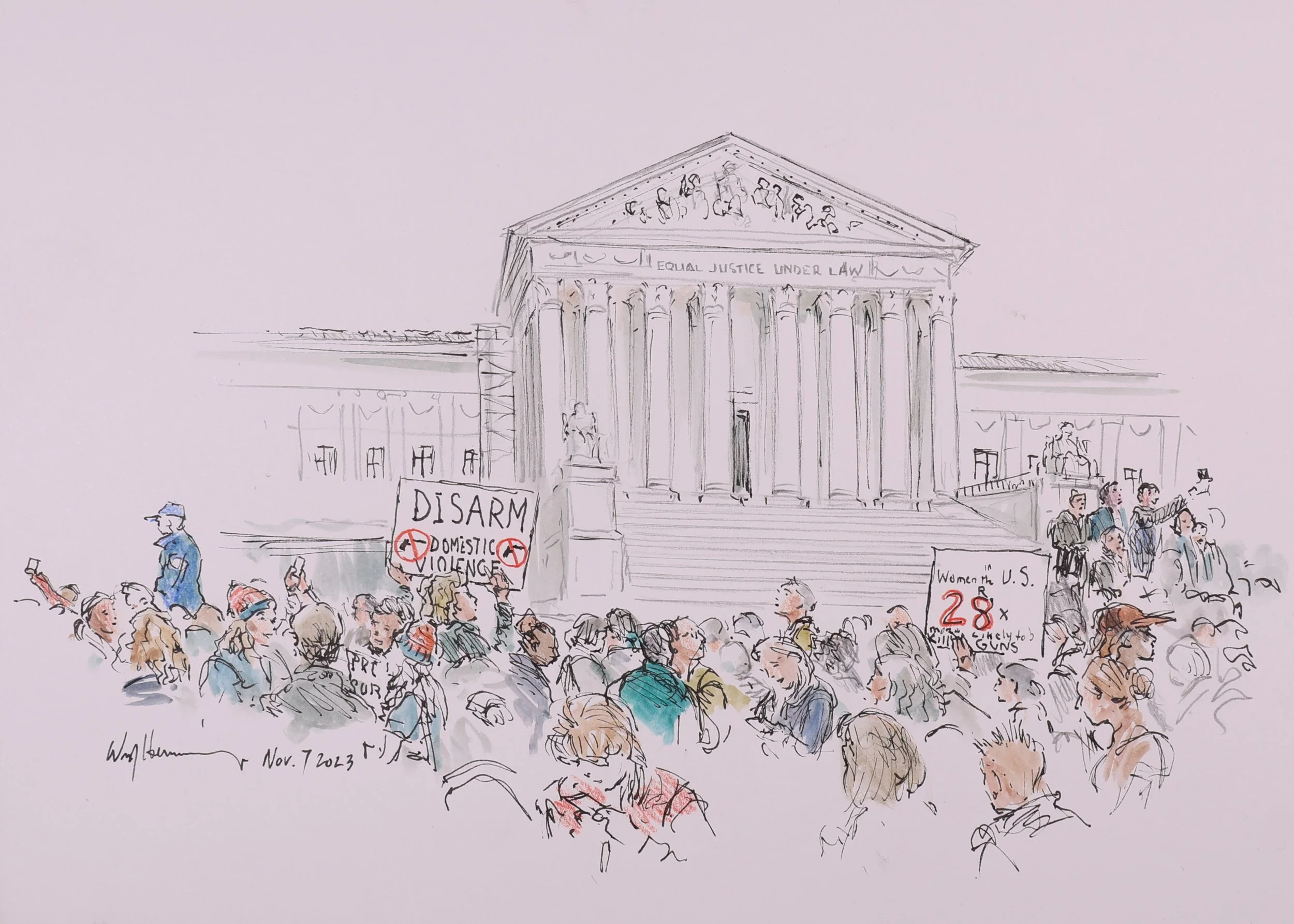 Disarm Domestic Violence (2023). Marker, Colored Pencil, Pen on paper, 8.25x11.5.