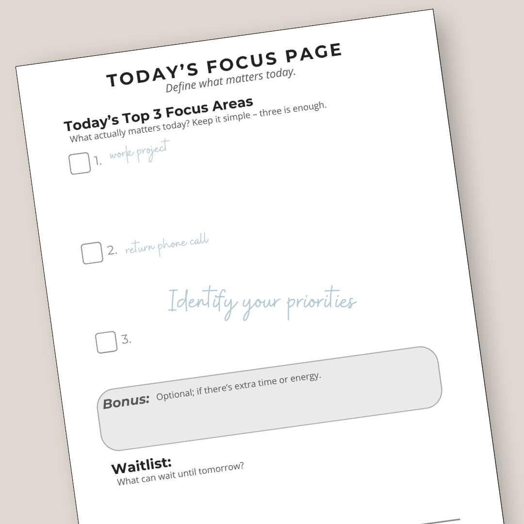 Today's Focus: Identify Priorities