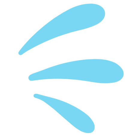 Four light blue abstract shapes on a black background