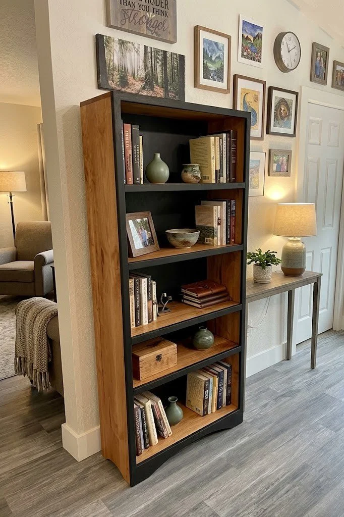 Cherry and Black Oak Frame Bookshelf