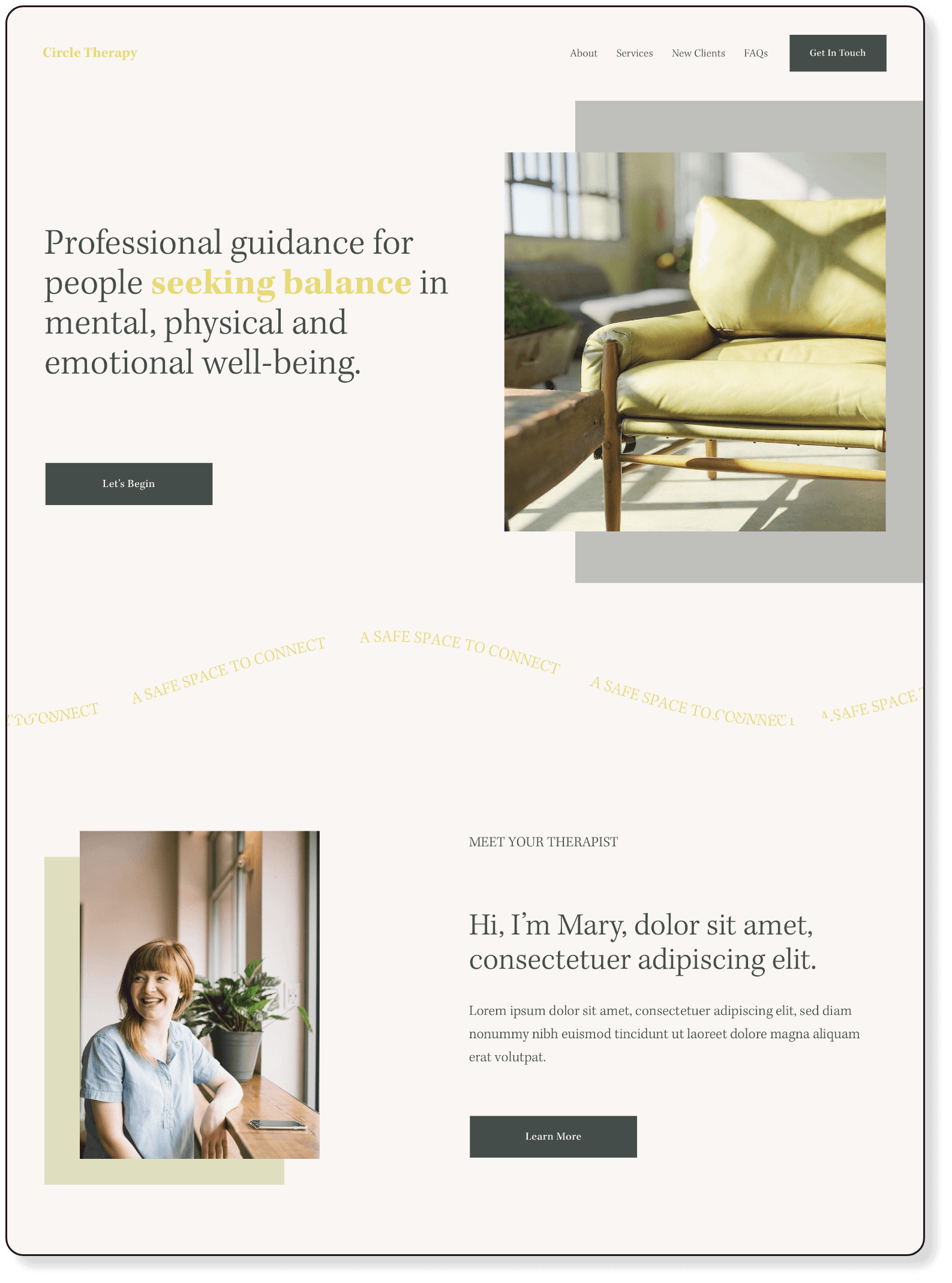 clean design with light yellow and lime green accents