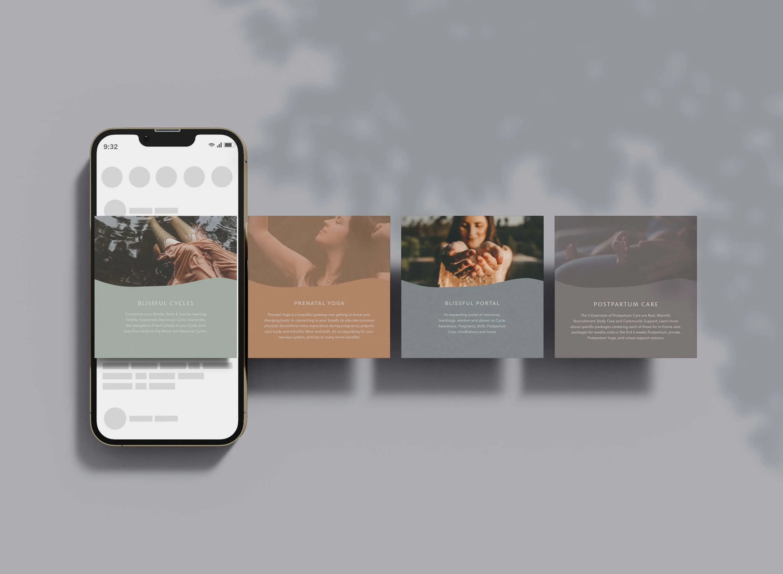 A nurturing brand presence for a postpartum practitioner.