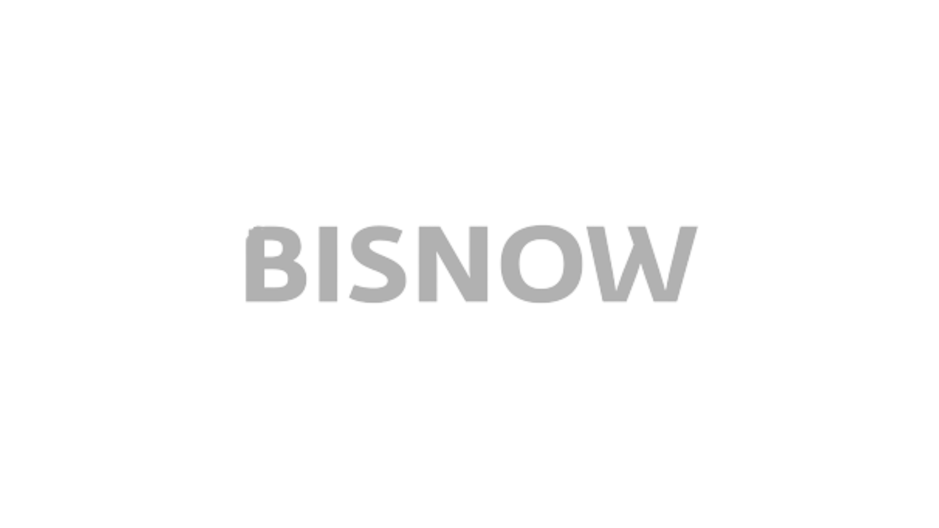 Black and white logo with the word 'BISNOW' in large gray letters, partially obscured by a black rectangle at the top and bottom.