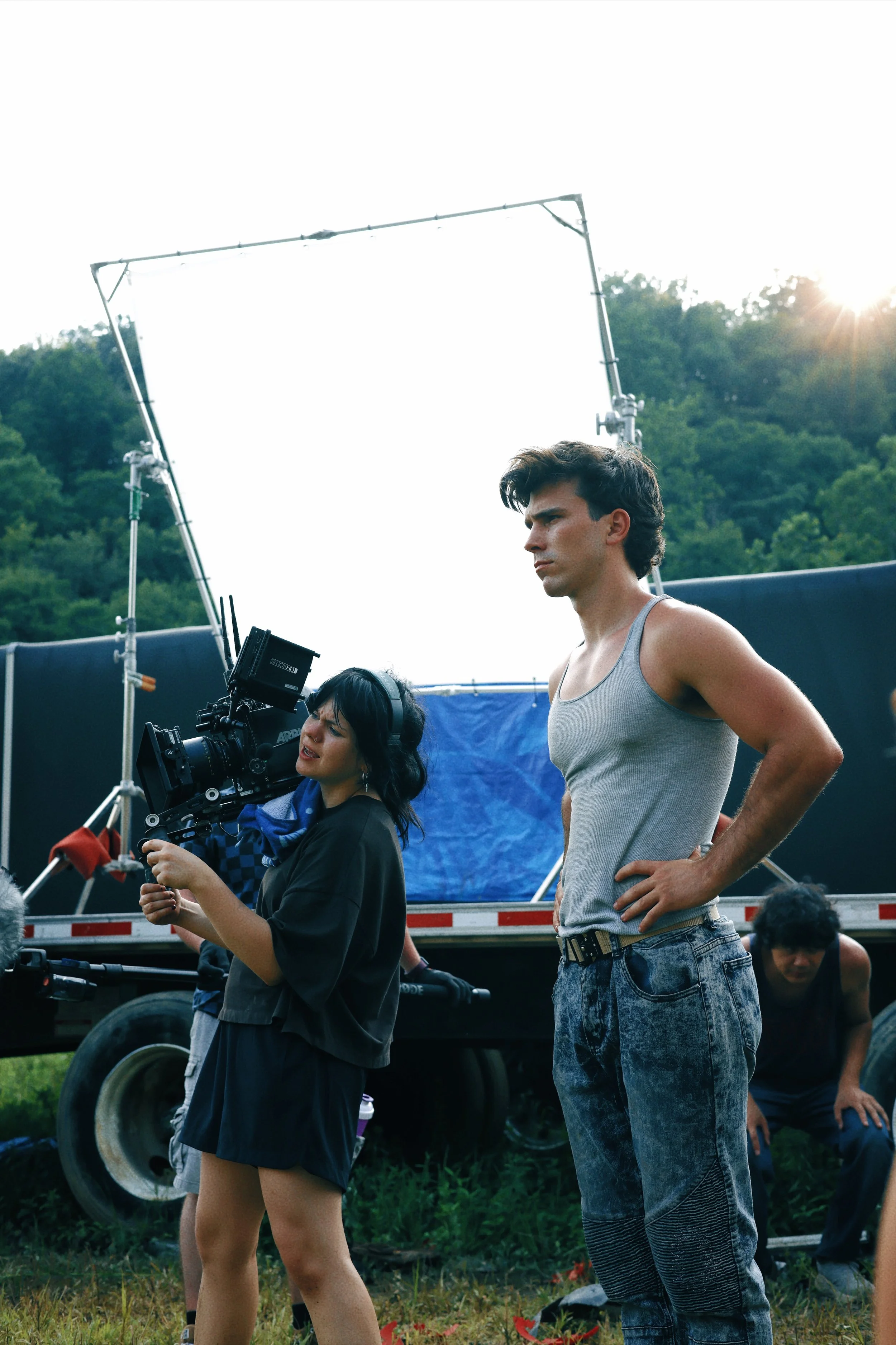 DP Melanie Skoupil (LEFT) & Actor Justin Stanek (RIGHT) in-between takes. 