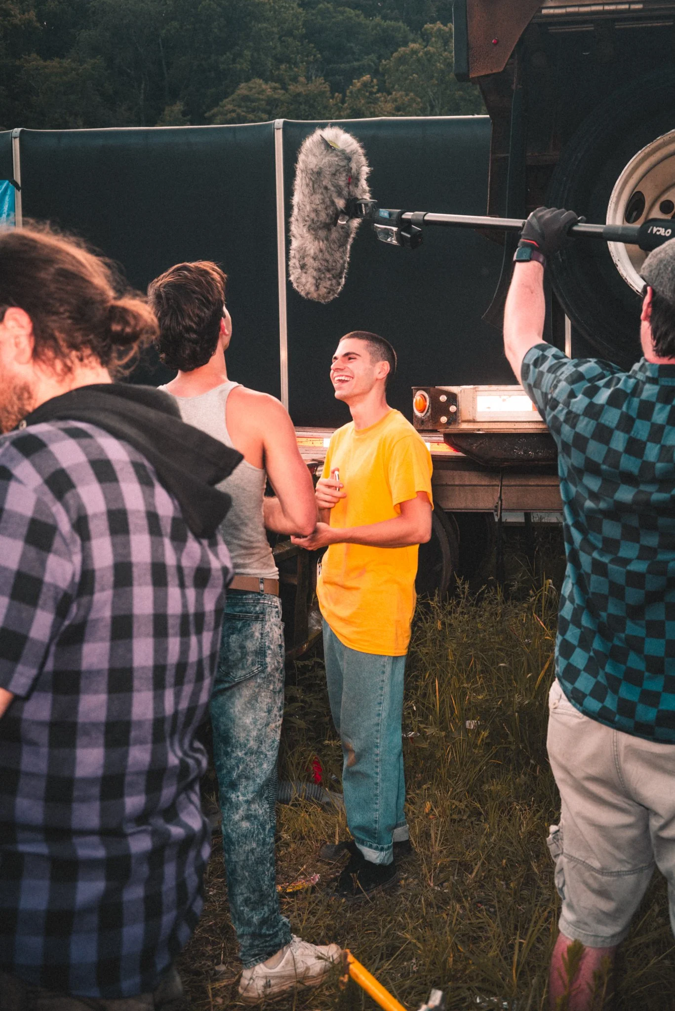Actors Justin Stanek (LEFT) & Nicholas Ceniti (RIGHT) doing a sound check before a take. 