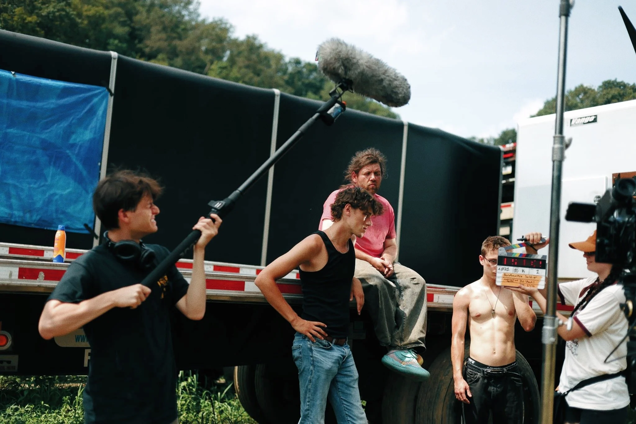Boom Operator Colin Fink (LEFT) & 2nd AC Neveah Wessel (RIGHT) prepping a shot. 