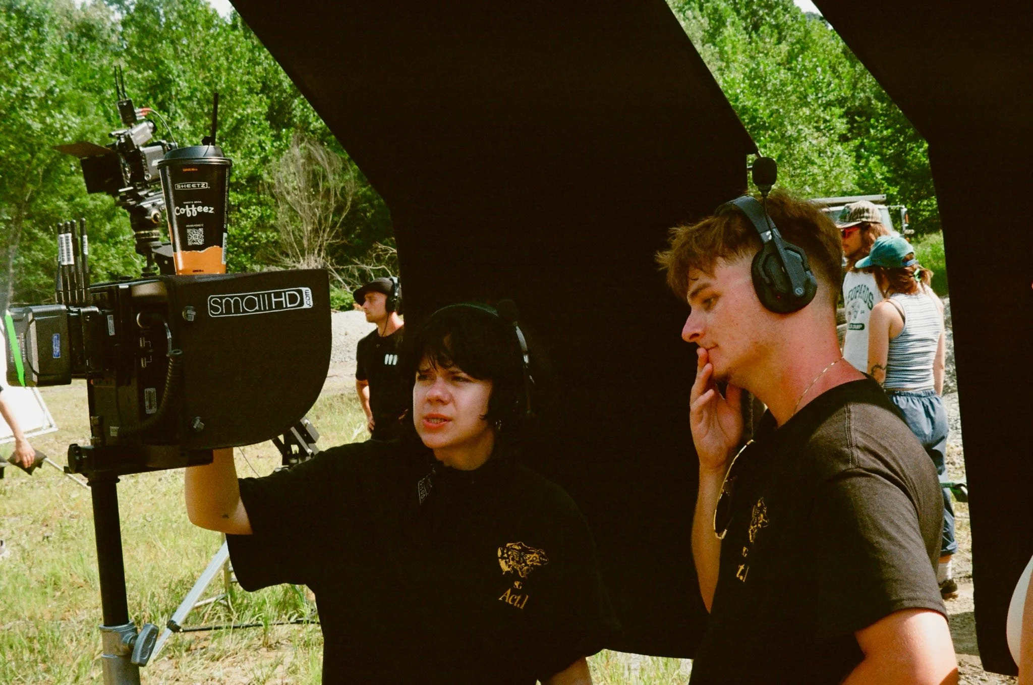 DP Melanie Skoupil (LEFT) & Director Constantine Kontos (RIGHT) Discussing a Shot Set-up. 