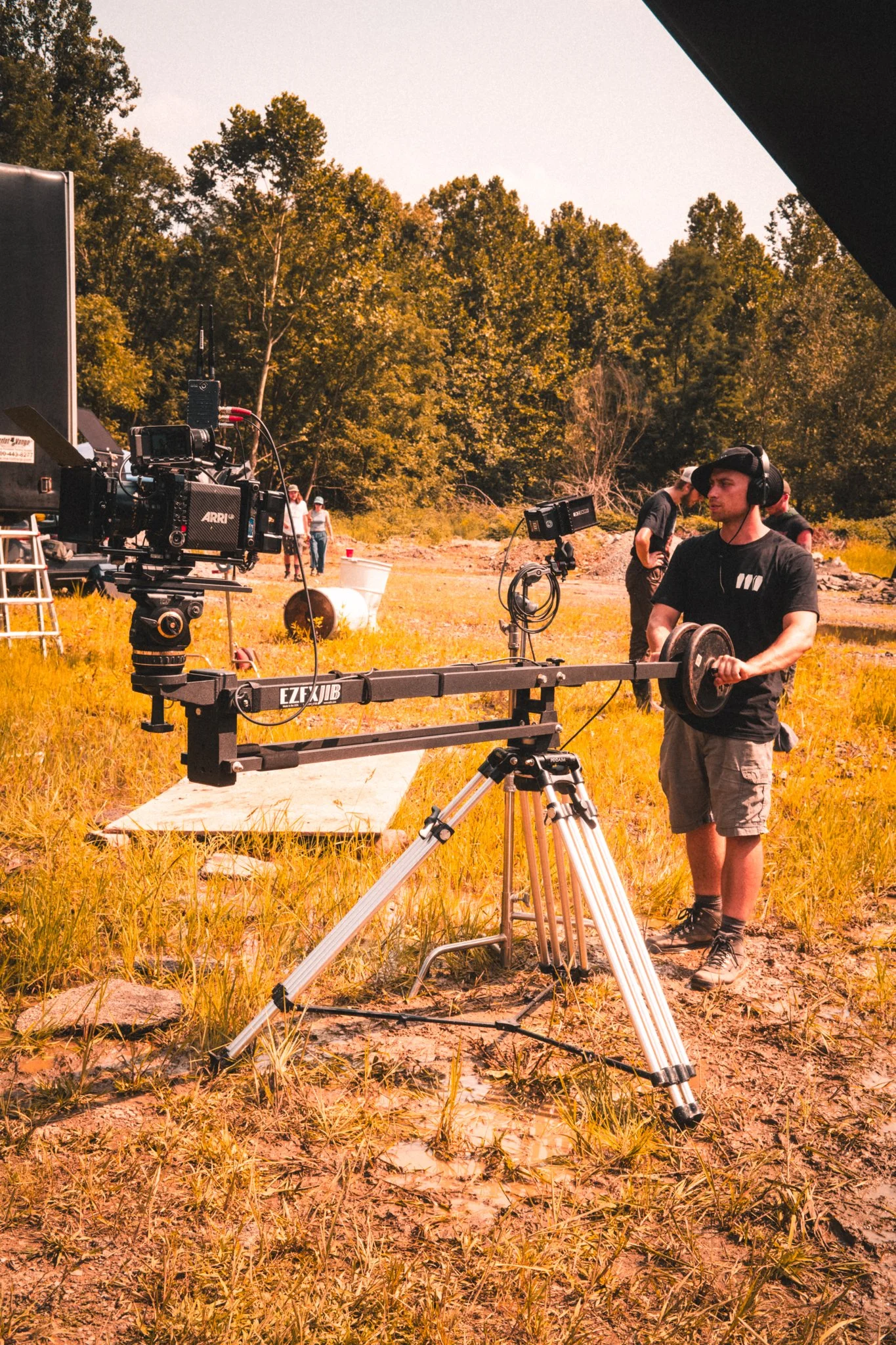 Gaffer Sean Gassaway operating the Jib.