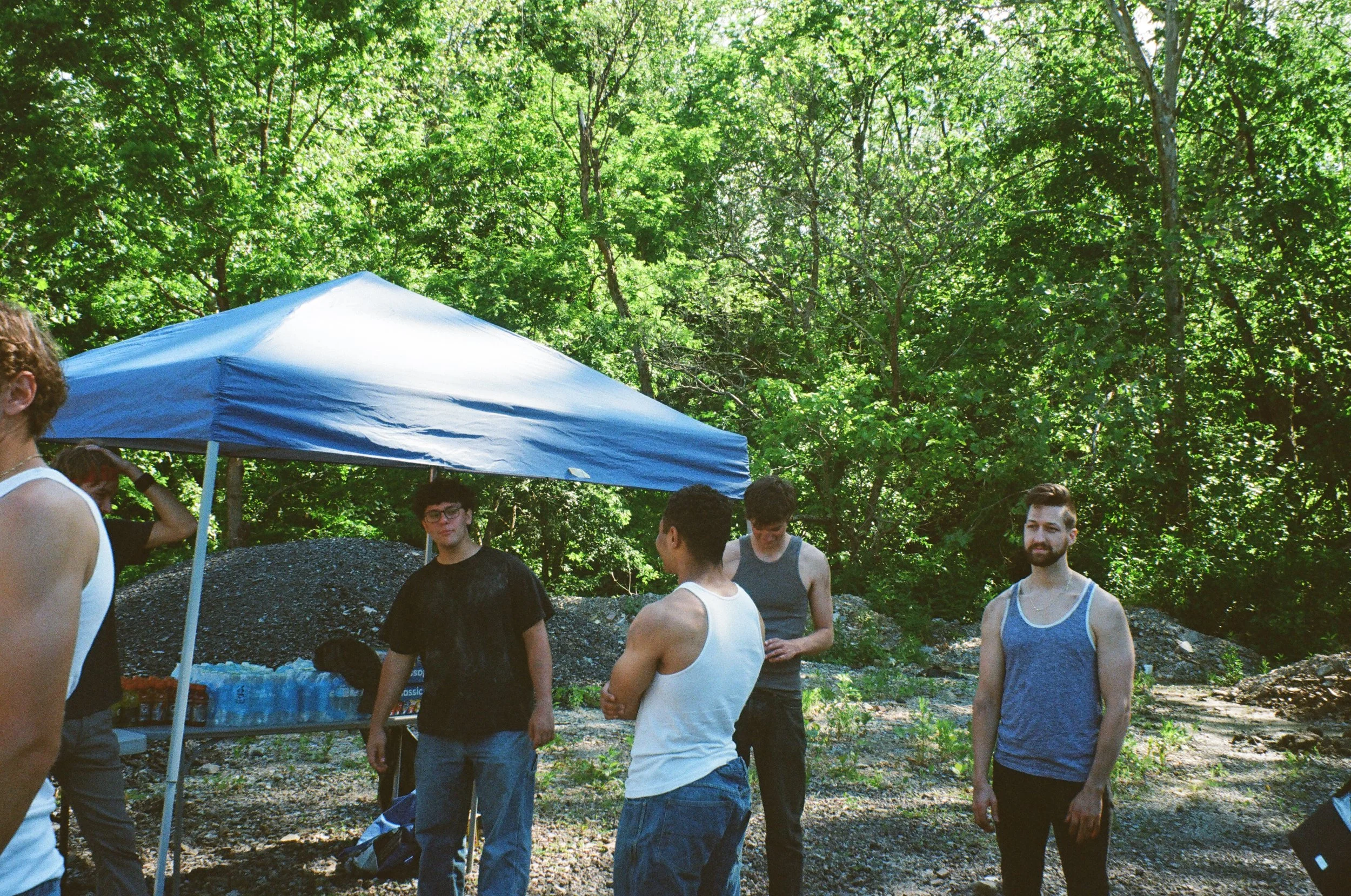 Background Actors prepping before shoot.