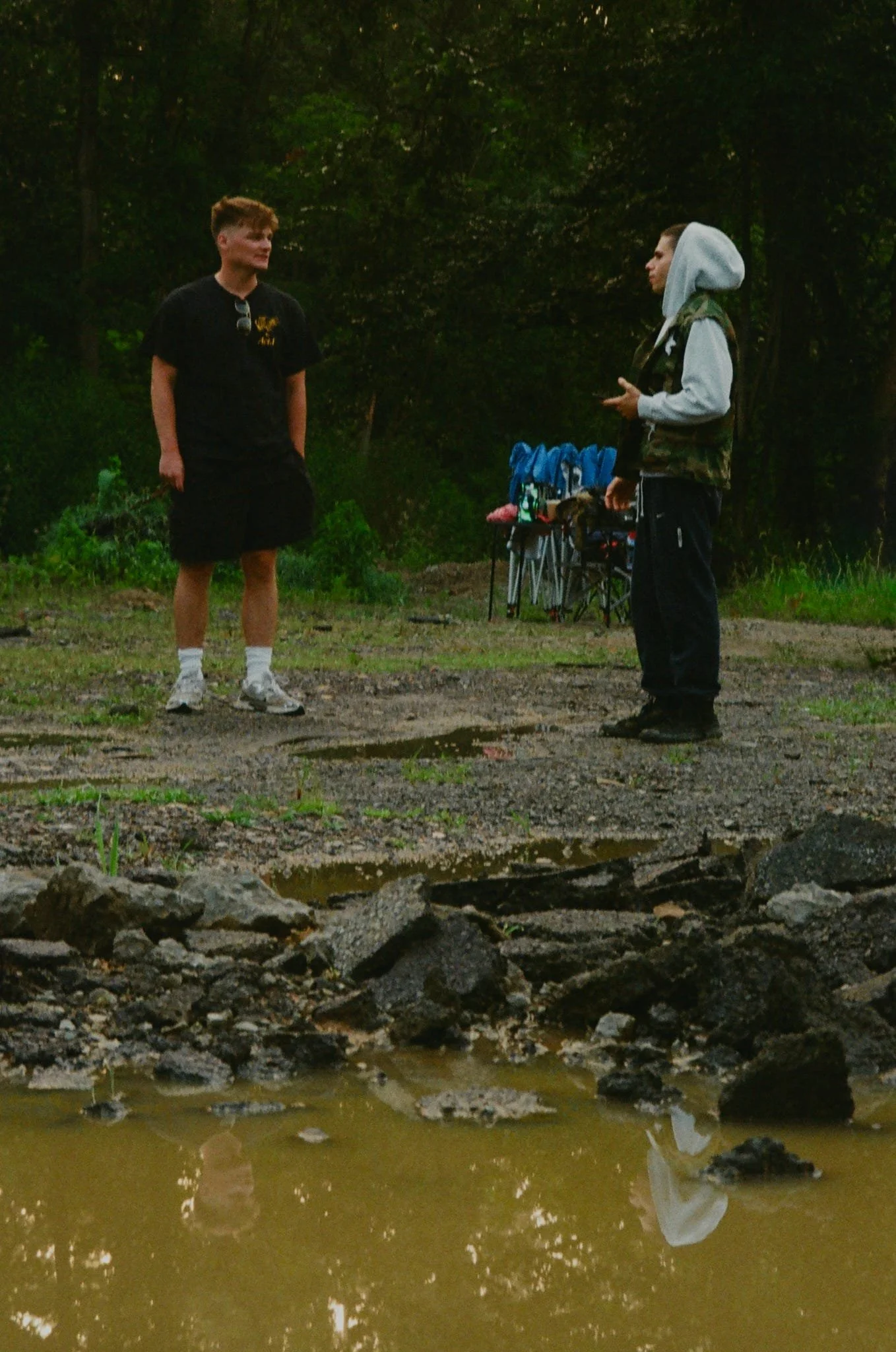 Director Constantine Kontos (LEFT) & Lead Actor, Nicholas Ceniti, deep in conversation prior to shooting. 