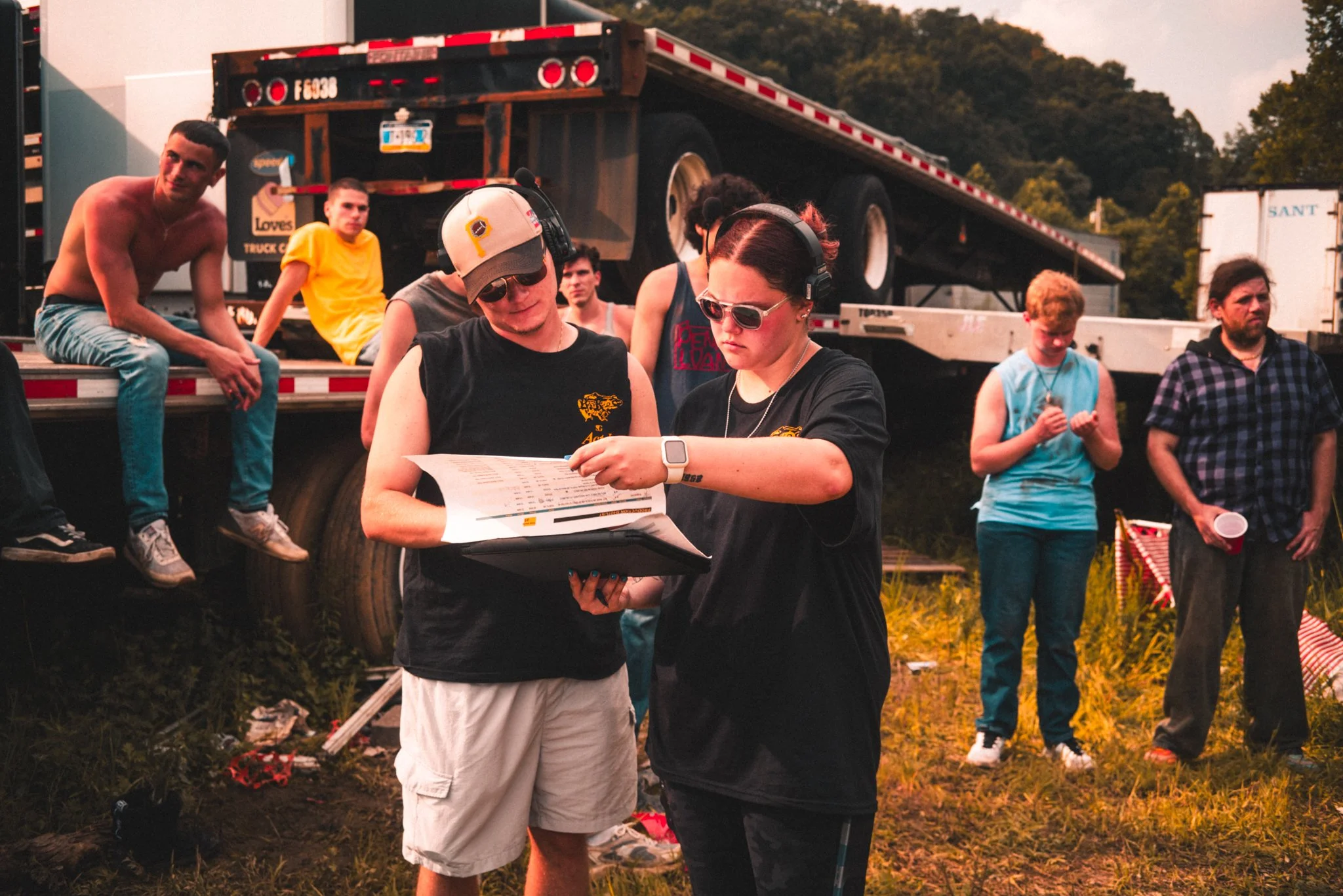 Director Constantine Kontos & 1st AD Dani Dishong going through Shot list. 