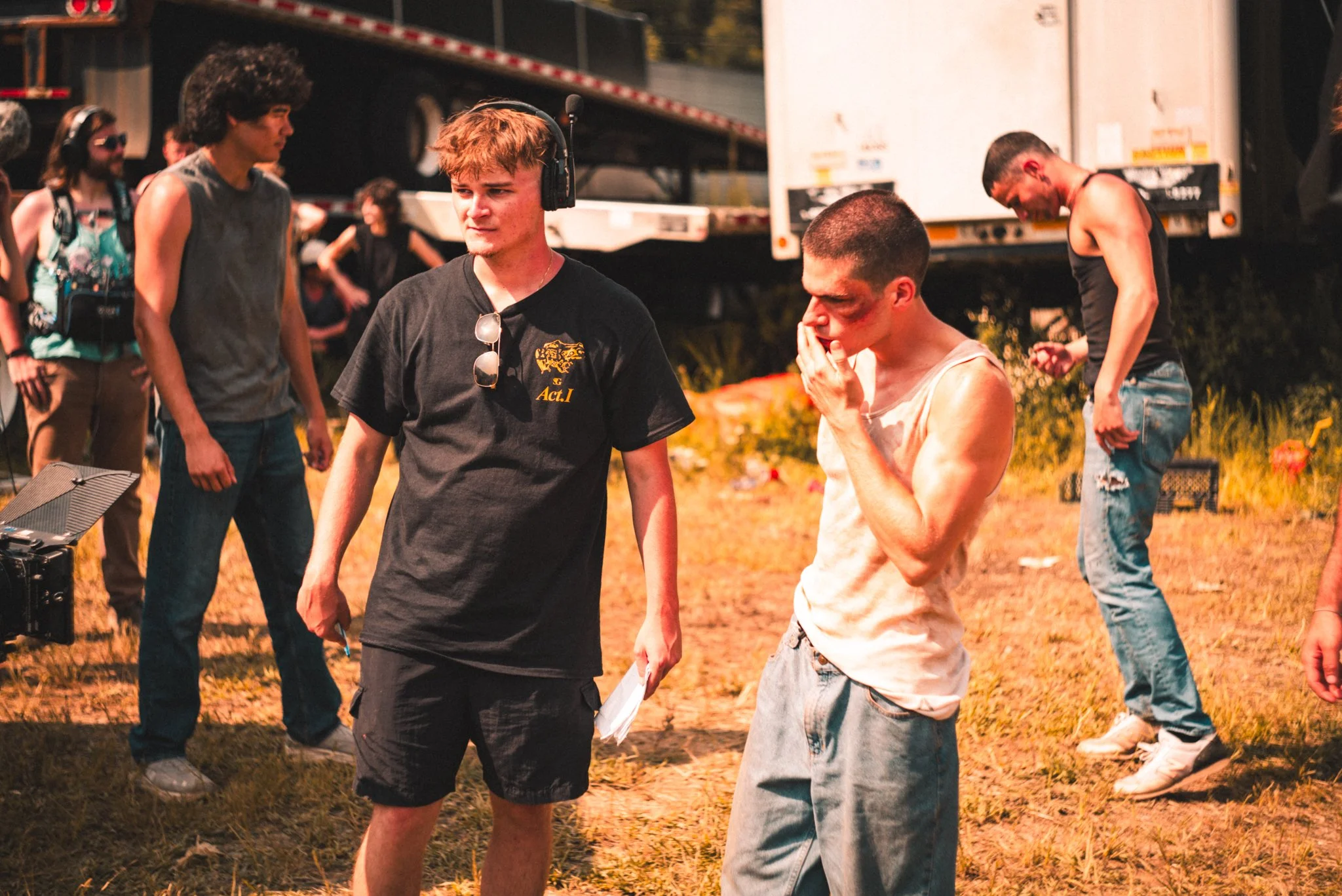Director Constantine Kontos (LEFT) & Actor Nicholas Ceniti (RIGHT) conversing in-between takes. 