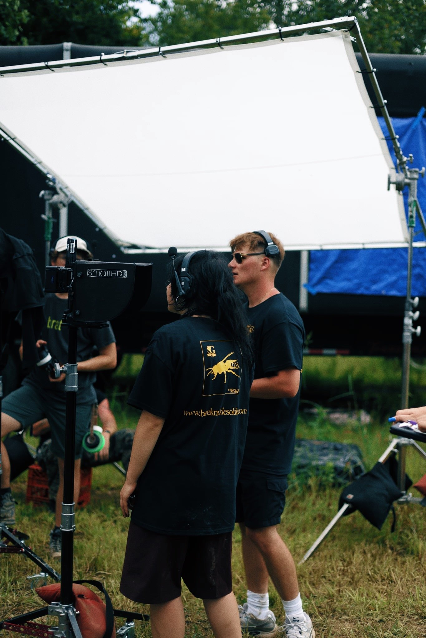 DP Mel Skoupil (LEFT) & Director Constantine Kontos (RIGHT) watching monitor as scene plays out. 