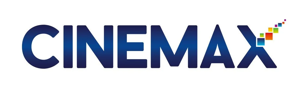 CINEMAX logo with colorful pixel trails extending from the letter X.