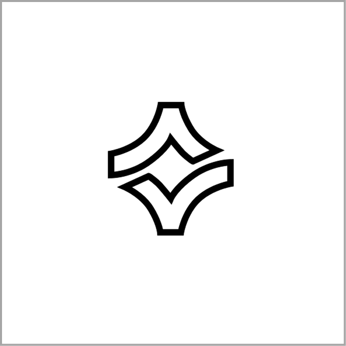 Simple black and white geometric icon featuring two overlapping diamonds and a star shape.