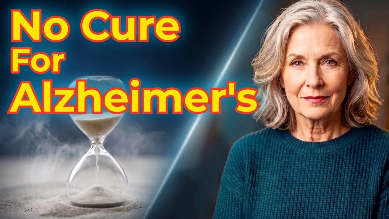 Video featuring Dr. David Lee discussing Alzheimer's treatments, thumbnail featuring a woman near an hourglass graphic.