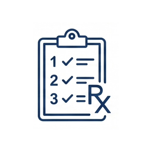 Senior medication review checklist icon.