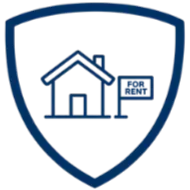 Shield emblem with a house, a key, and a protective design