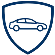 Outline of a sports car inside a shield emblem