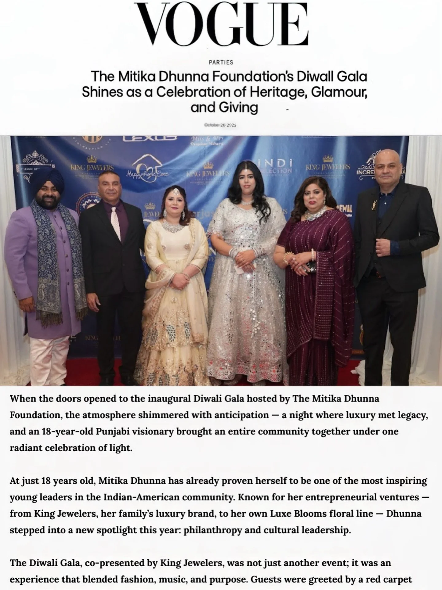 The Mitika Dhunna Foundation&rsquo;s Diwali Gala &mdash; where luxury met legacy, and light met purpose. A night that brought the community together through culture, fashion, and giving. 

So proud to see this vision shine &mdash; proof that when her
