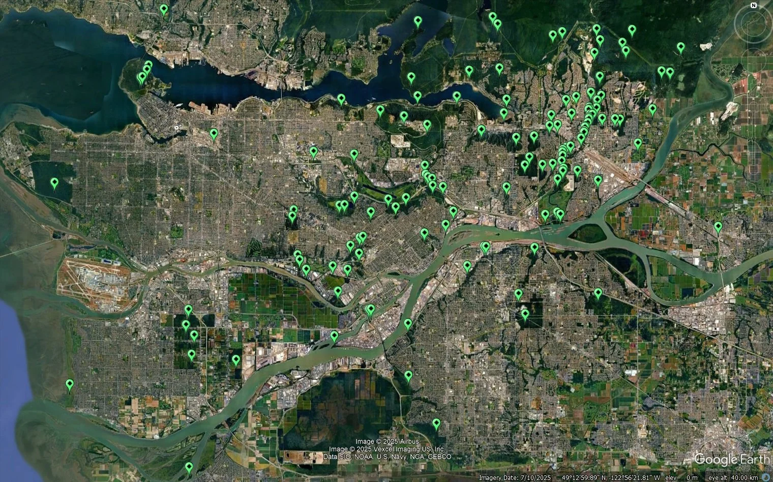 Map of cleanup spots completed
